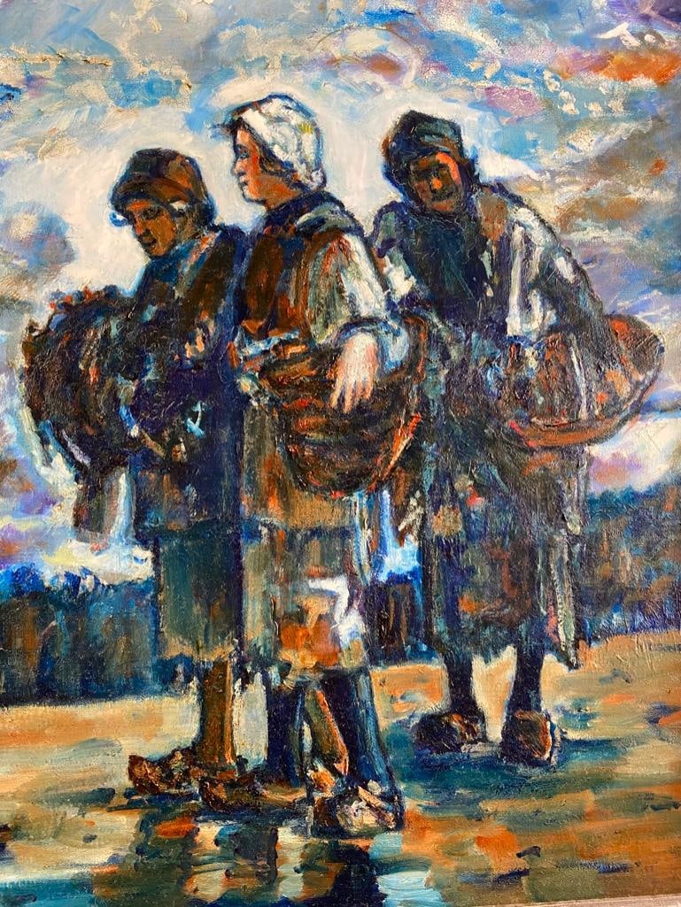 Vintage Oil on Canvas, Three Women JB (1 of 6)