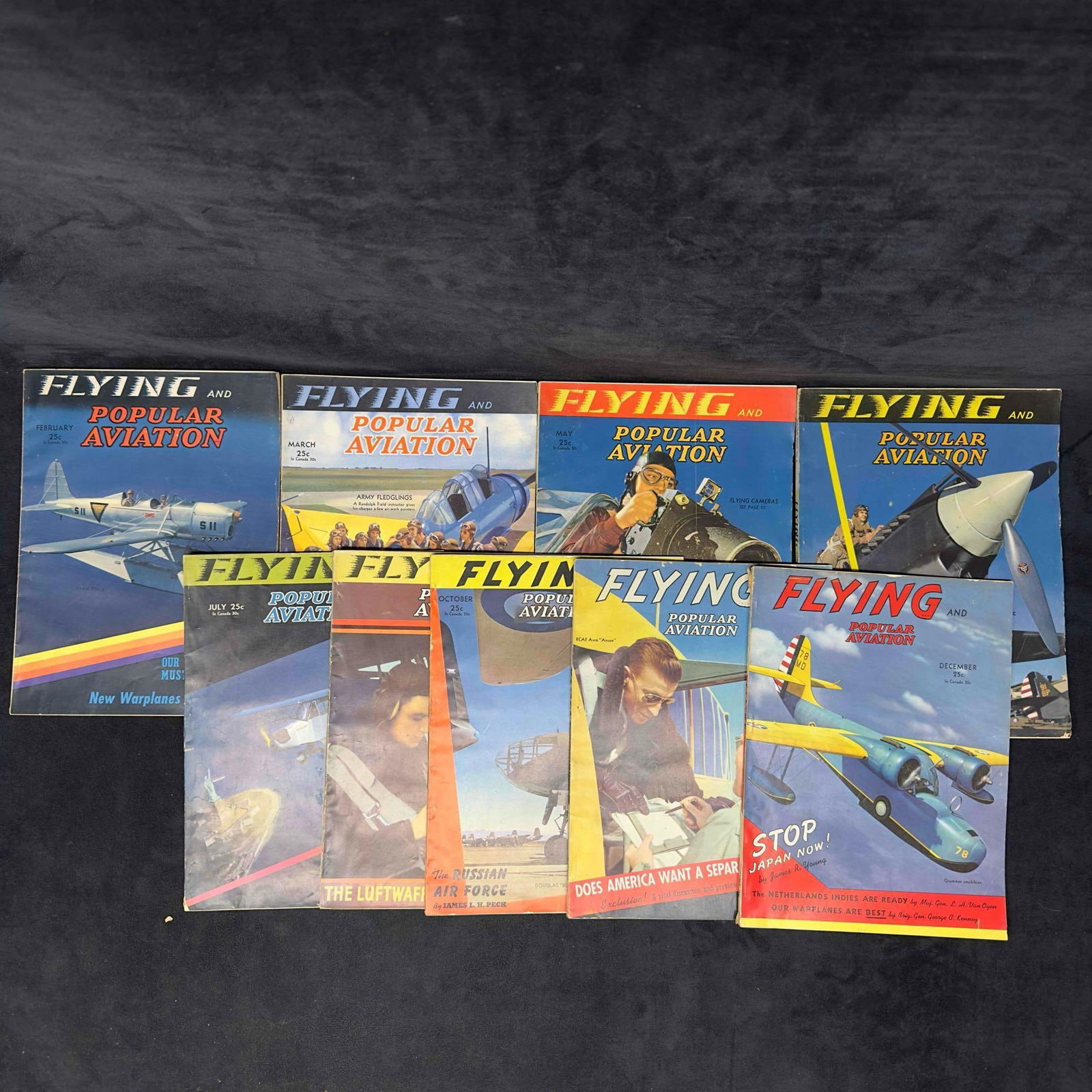 Flying and Popular Aviation Magazine 1941 Lot of 9 Nine Magazines Collection Set (1 of 8)