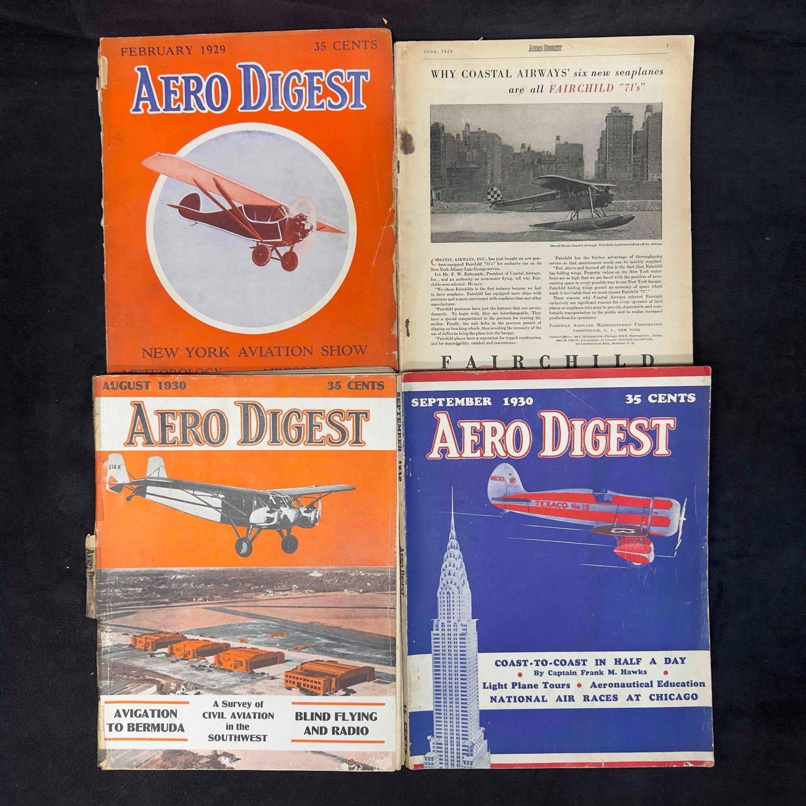 Aero Digest Aviation Magazine 1929 and 1930 Lot of 4 Four Magazines Collection Set (1 of 8)