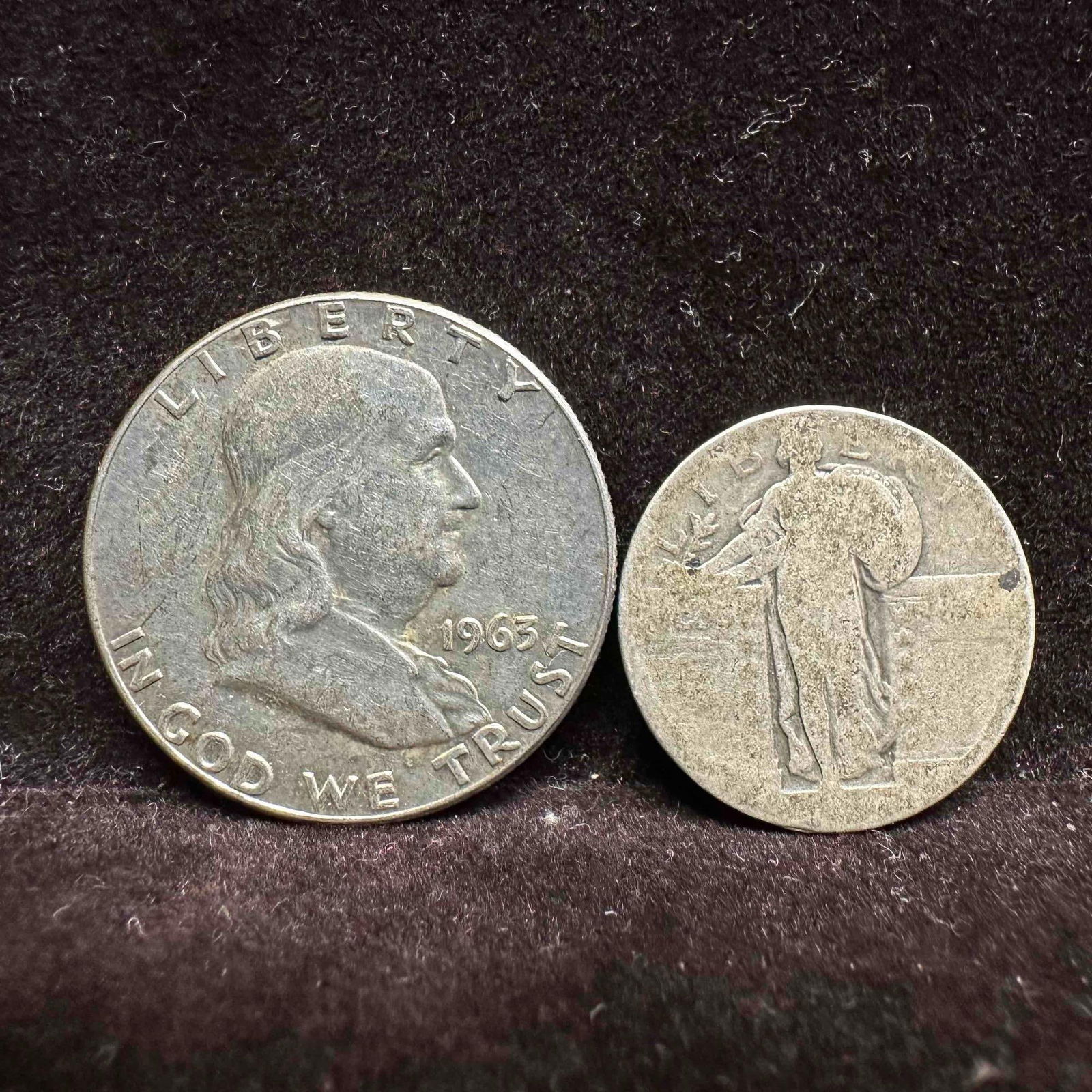 US Silver Coin Set Franklin Half Dollar and Standing Liberty Quarter (1 of 5)