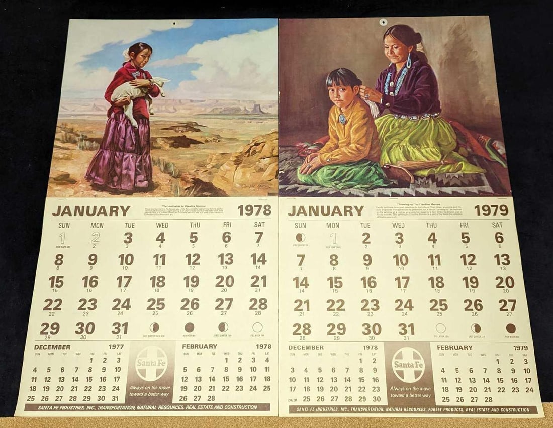 2 Santa Fe 1978 & 1979 Wall Calendars With Claudine Morrow Art (1 of 5)