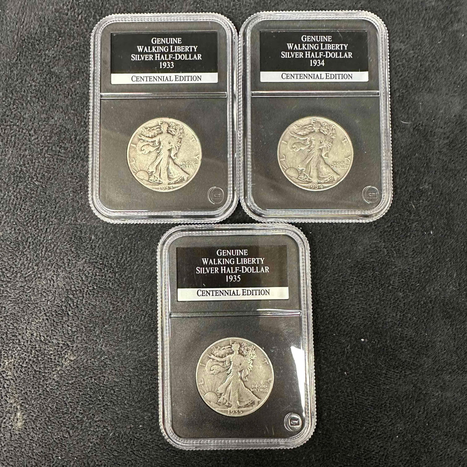 Walking Liberty Silver Half-Dollars Centennial Edition Set Three PCS Coins 1933-1935 (1 of 4)