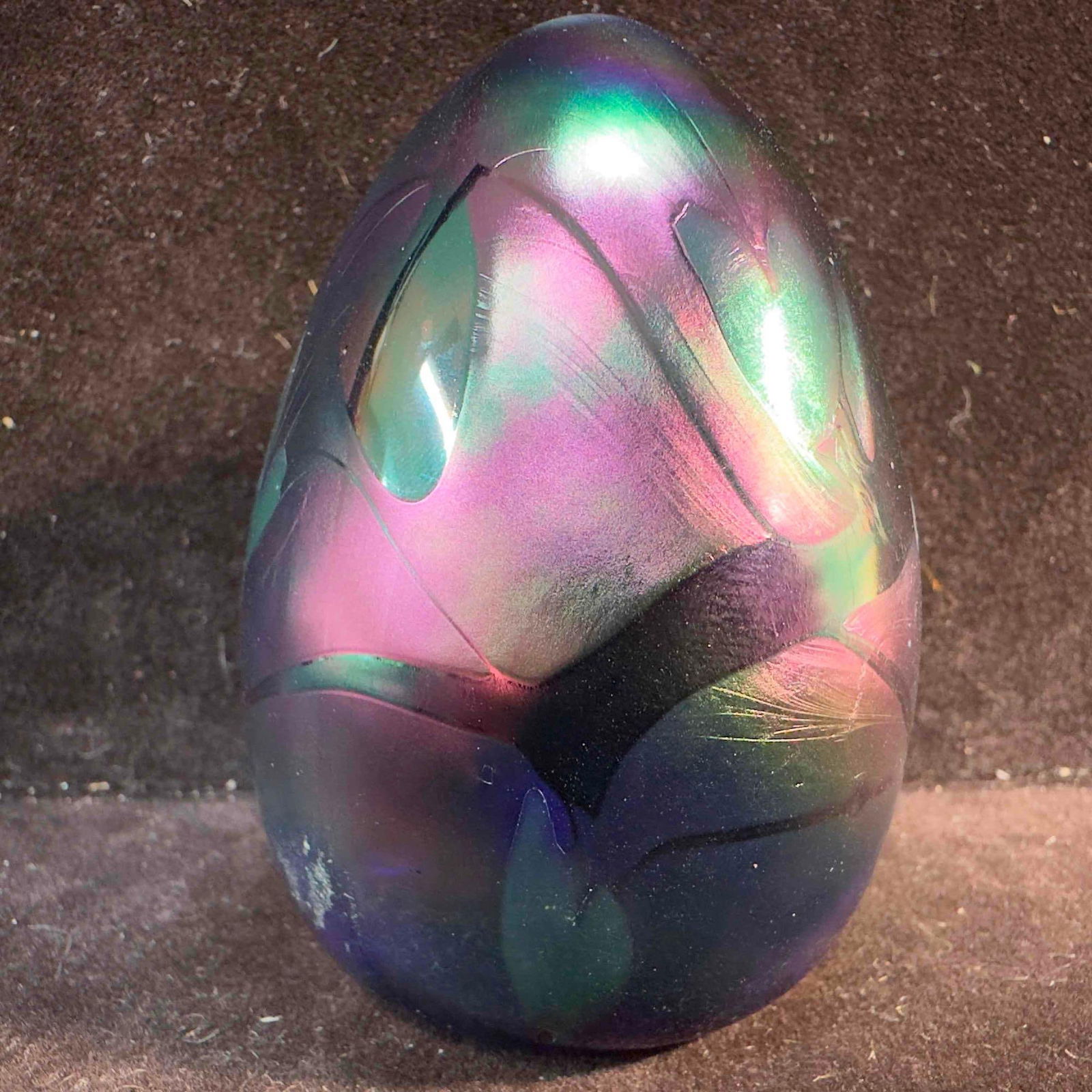 Stunning Schuster Studios Paperweight Egg Shape Purple Iridescent Paper Weight (1 of 8)