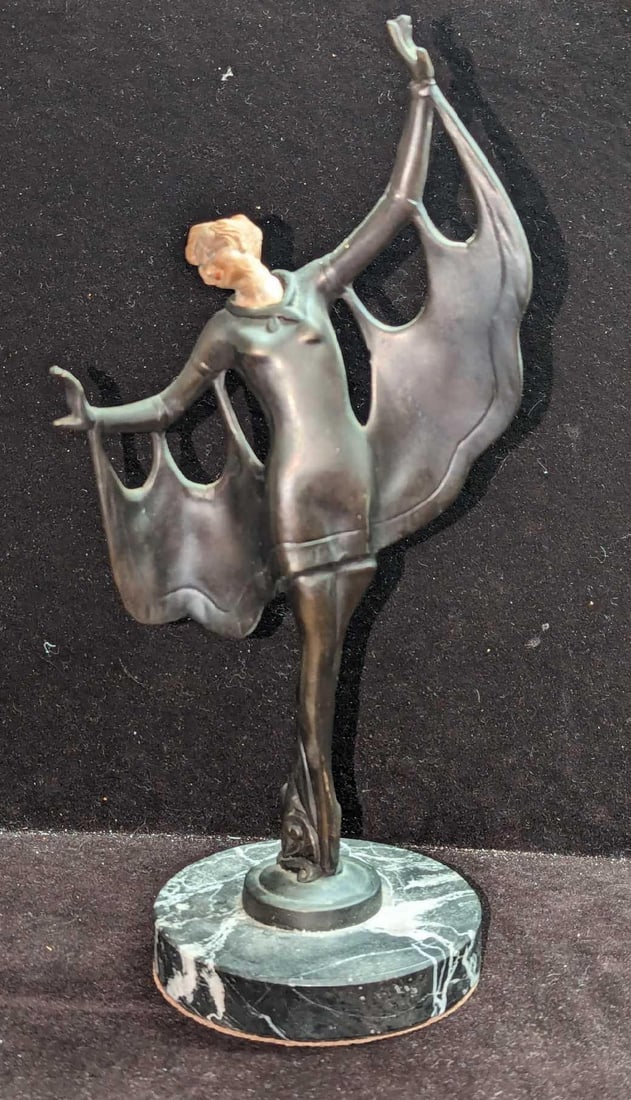 Francaise Art Deco Dancer Statue Marble Base (1 of 7)