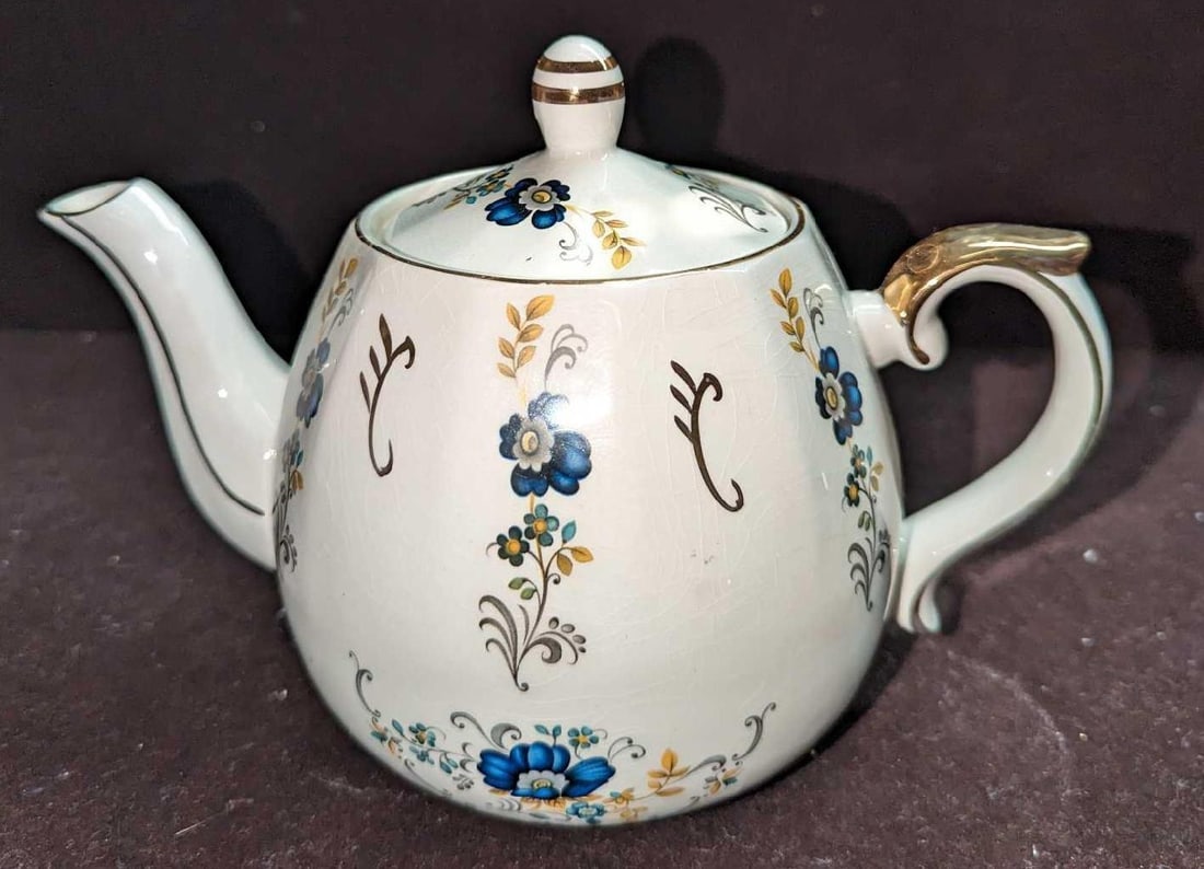 Vintage Ellgewave Ironstone Blue Corn Flower Teapot (1 of 9)