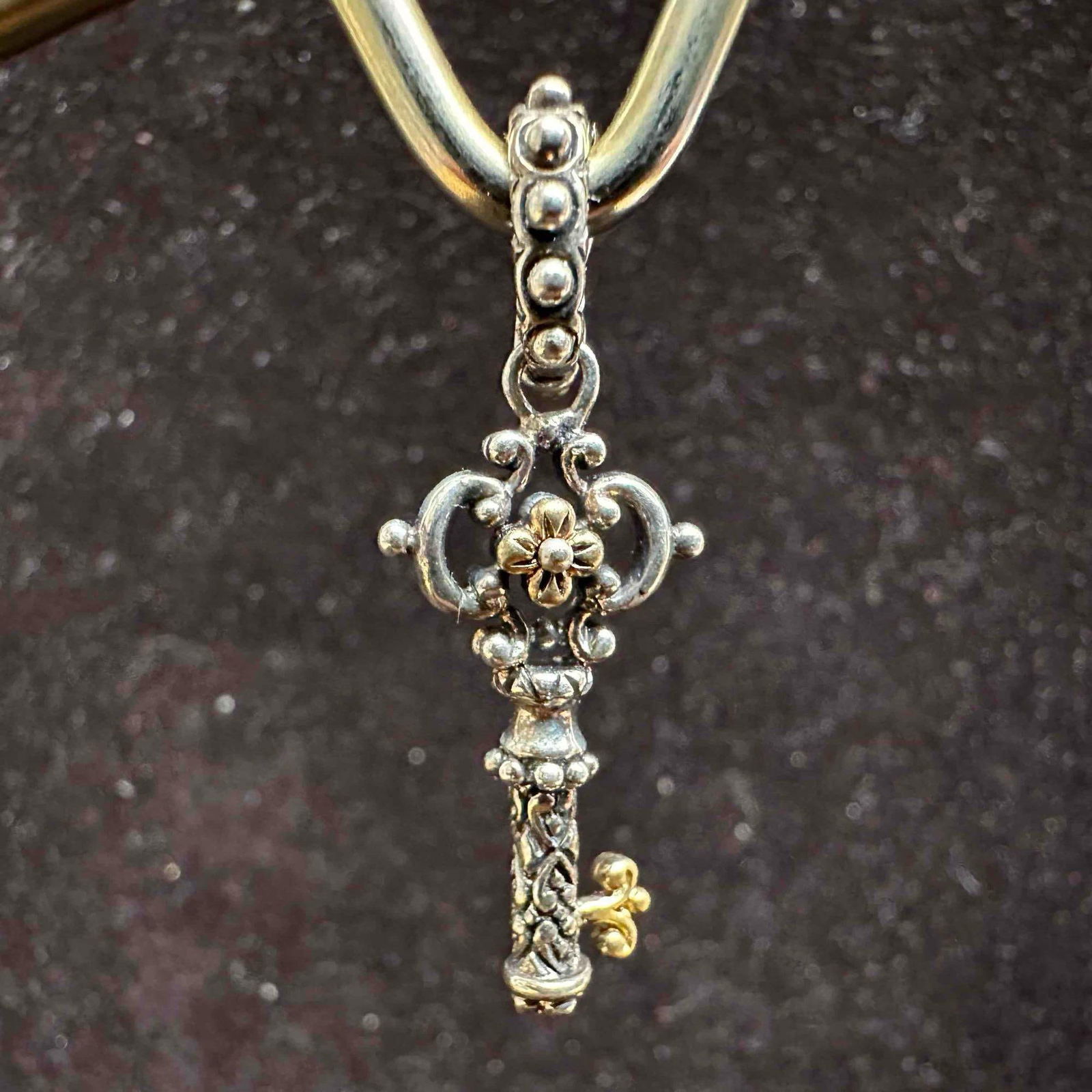 Barbara Bixby Sterling Silver 925 18K Gold Floral Key Pendant (1 of 7)