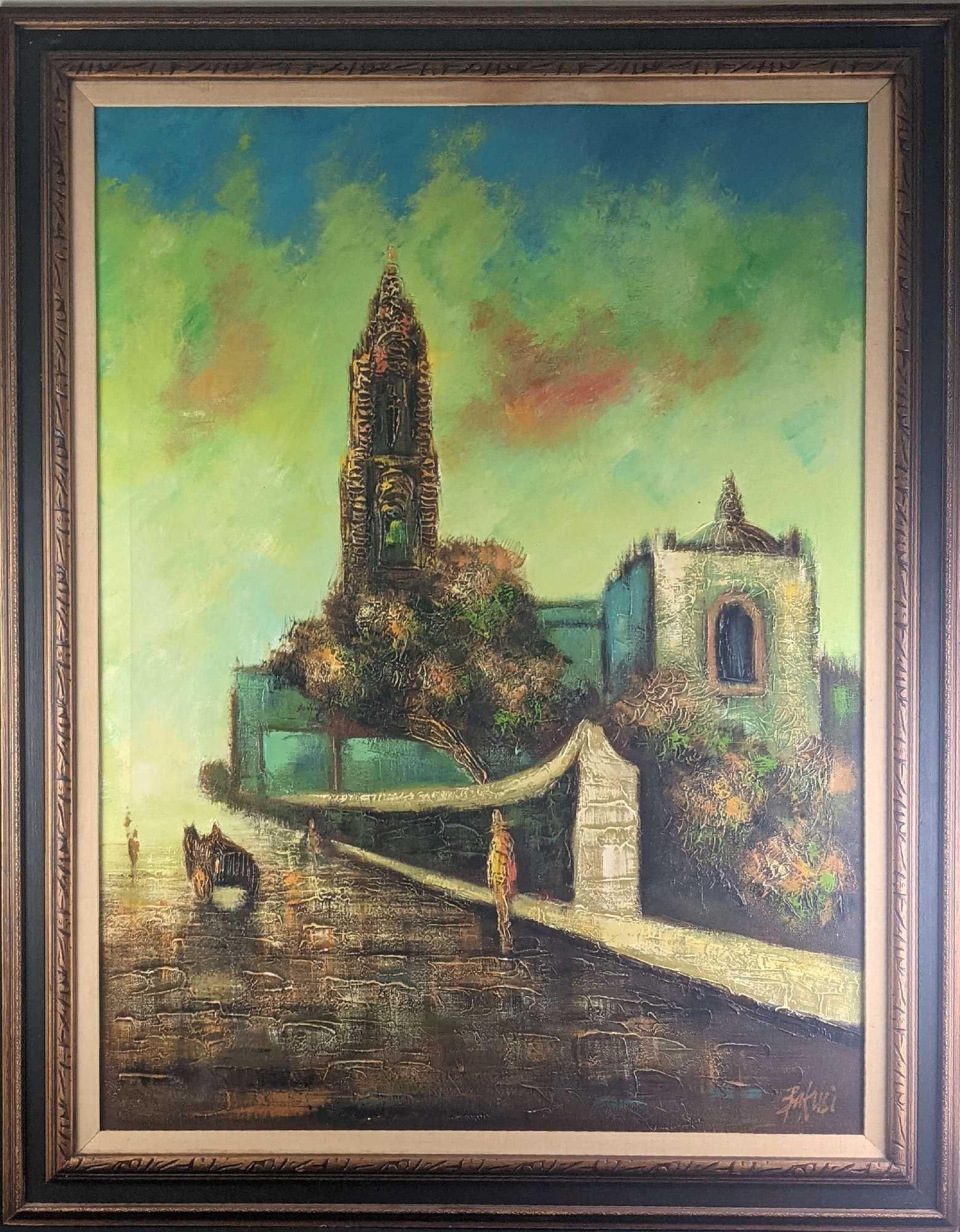 Large Original Acrylic On Canvas Temple (1 of 9)