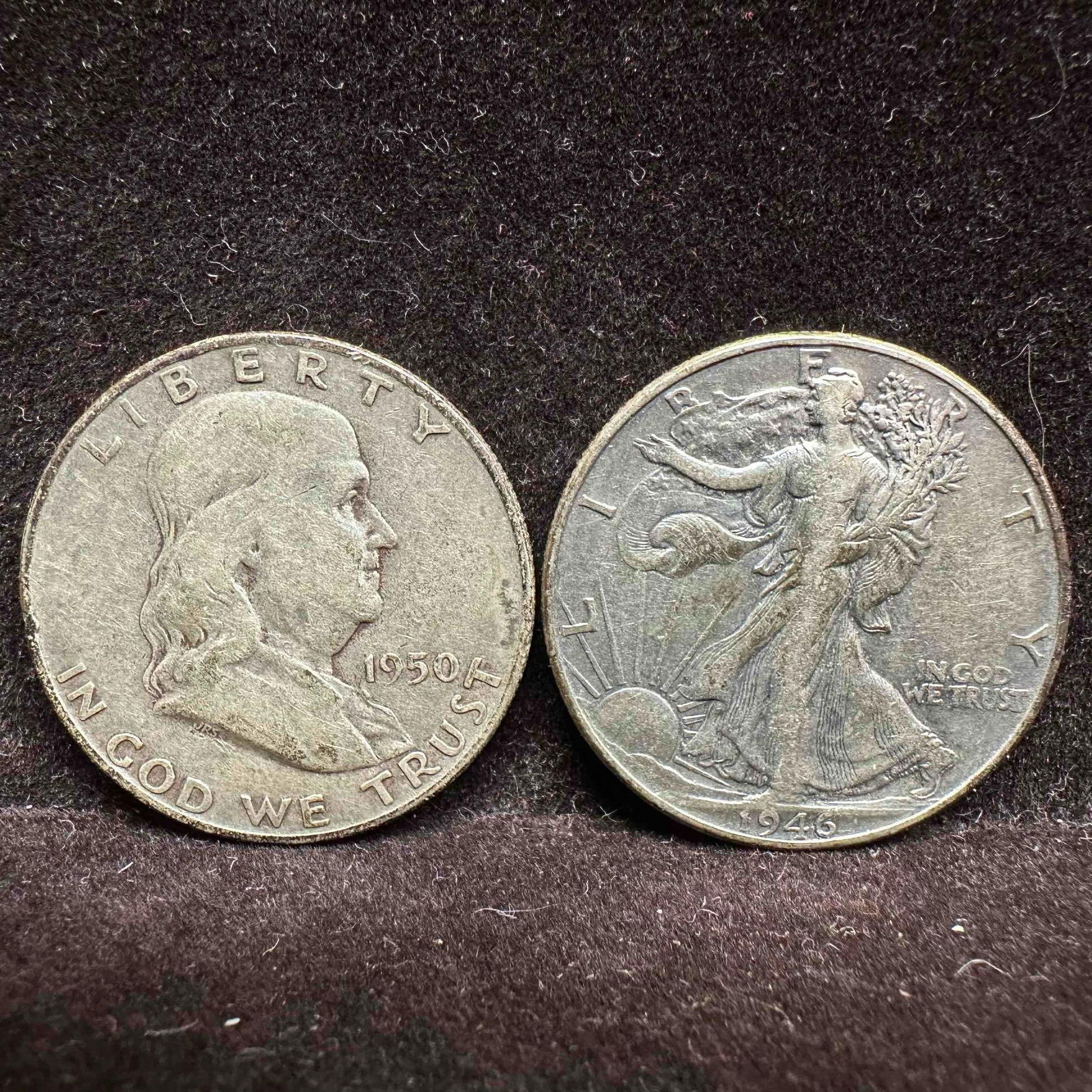 1946 Walking Liberty and 1950 Franklin Silver Half Dollar Set (1 of 4)