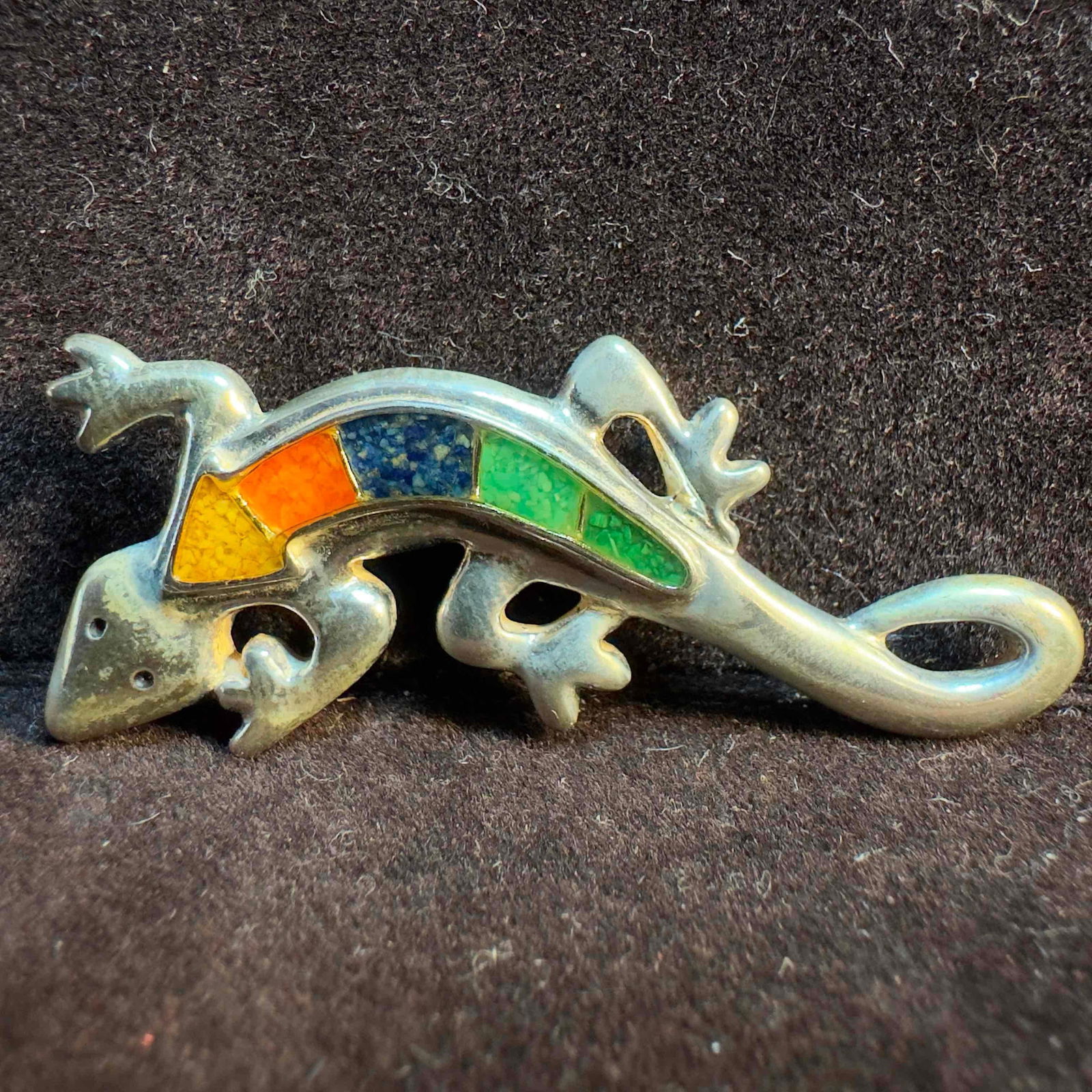 Carolyn Pollack Relios Multi Stone Composite Inlay Lizard Brooch (1 of 6)