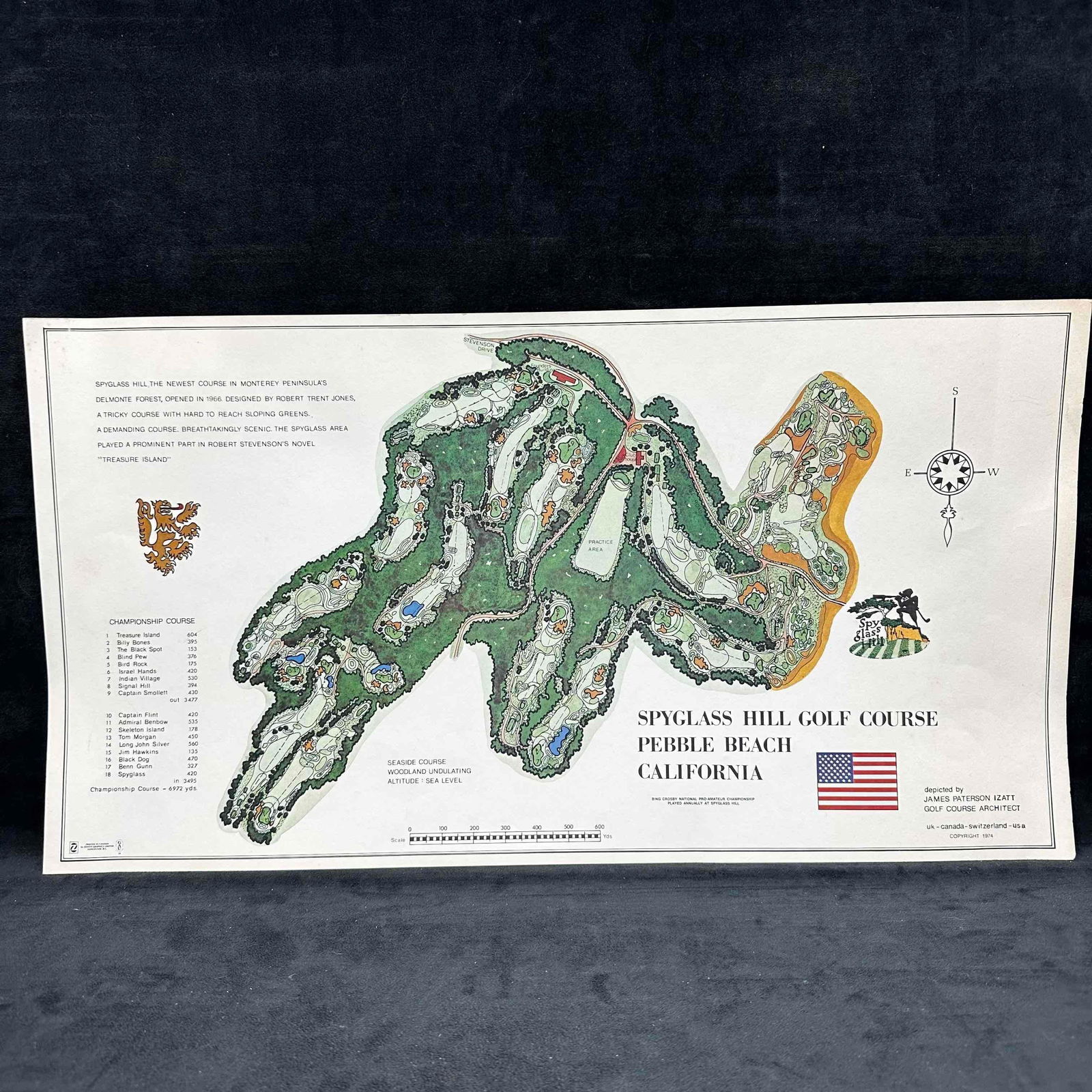 Spyglass Hill Golf Course Map Pebble Beach California James Paterson Izatt Print (1 of 7)