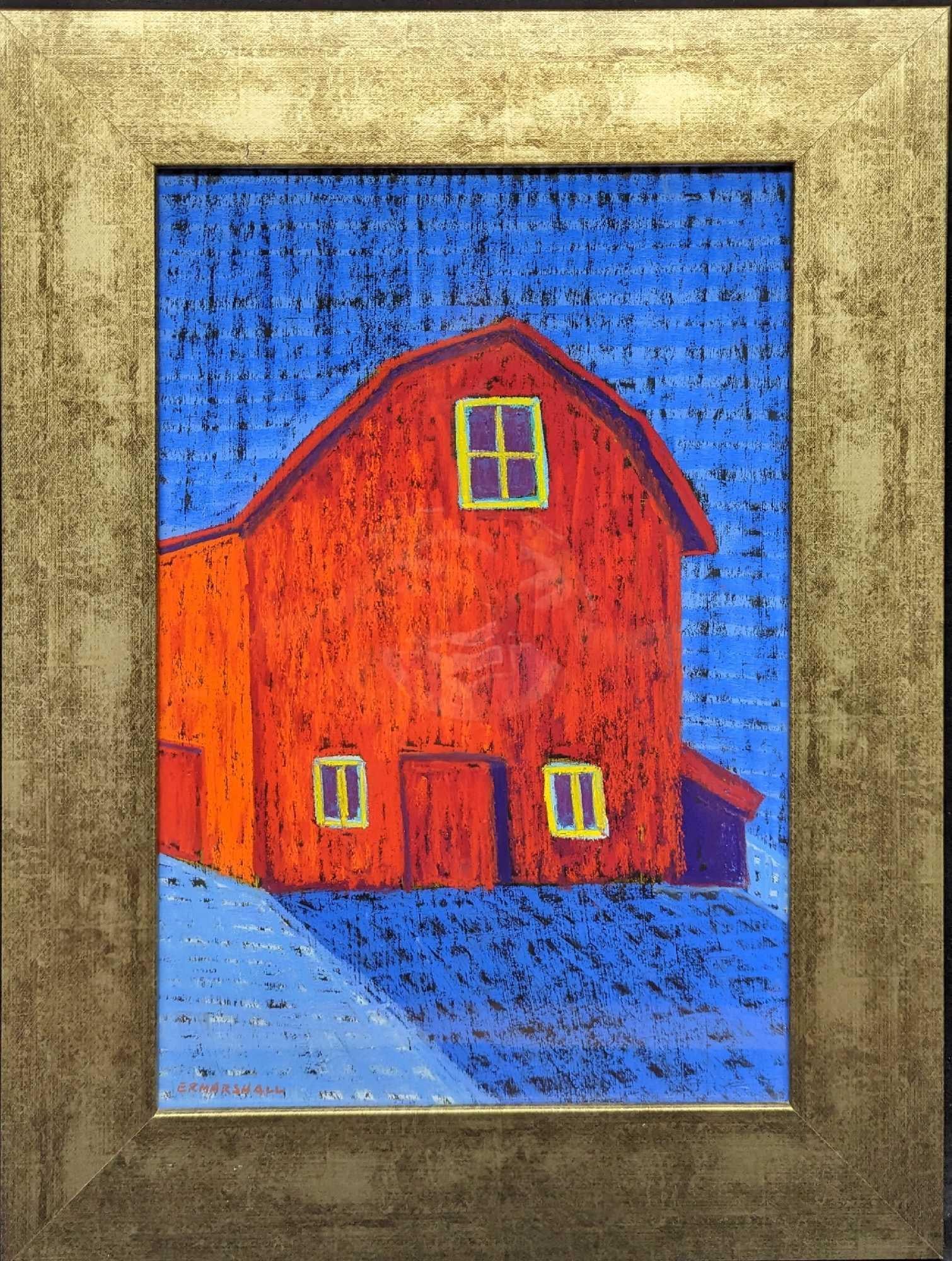 Framed Ellen Marshall Original Pastel Red Barn (1 of 6)