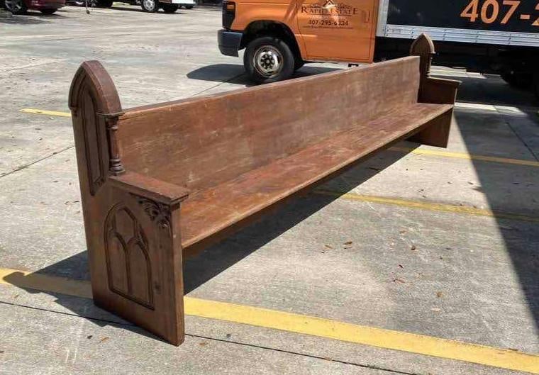 Large Vintage Wooden Church Pew (1 of 11)