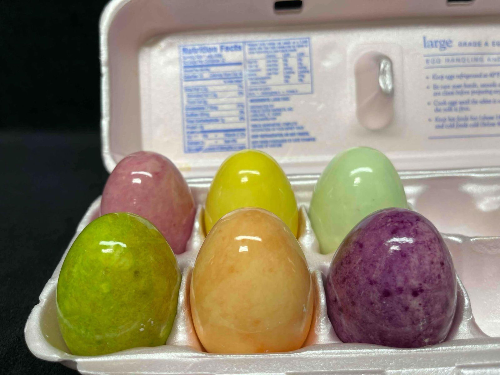 6 Genuine Alabaster Eggs Hand Carved By Ducceschi Made In Italy Vibrant Colors (1 of 1)