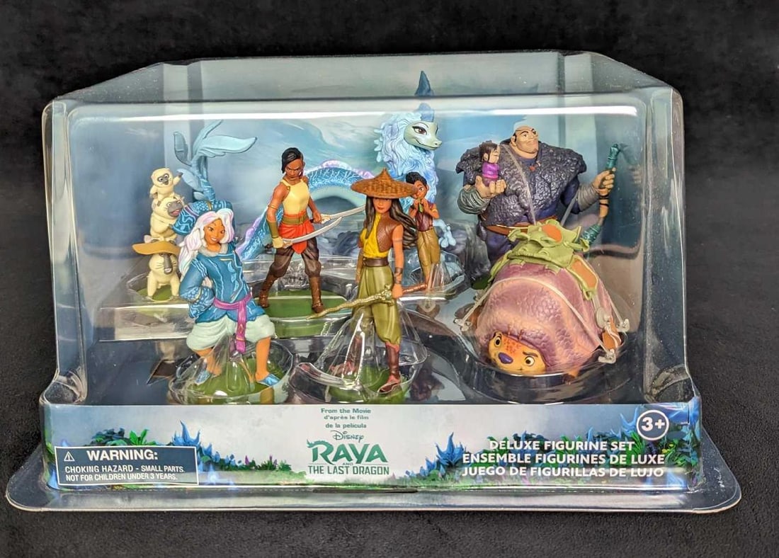 Disney Raya And The Last Dragon Deluxe Figure Set A: Disney Raya And The Last Dragon Deluxe Figure Set A. Comes with eight detailed PVC figures based off characters from Disney's Raya and the Last Dragon. All come new in its original box which is a