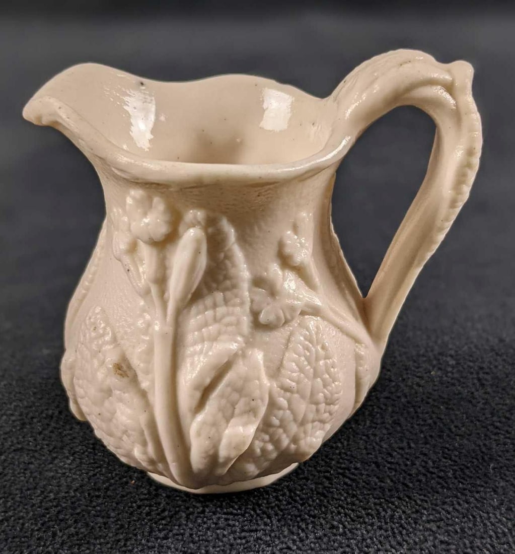 Vintage Parian Ware White Floral Pitcher Creamer (1 of 8)