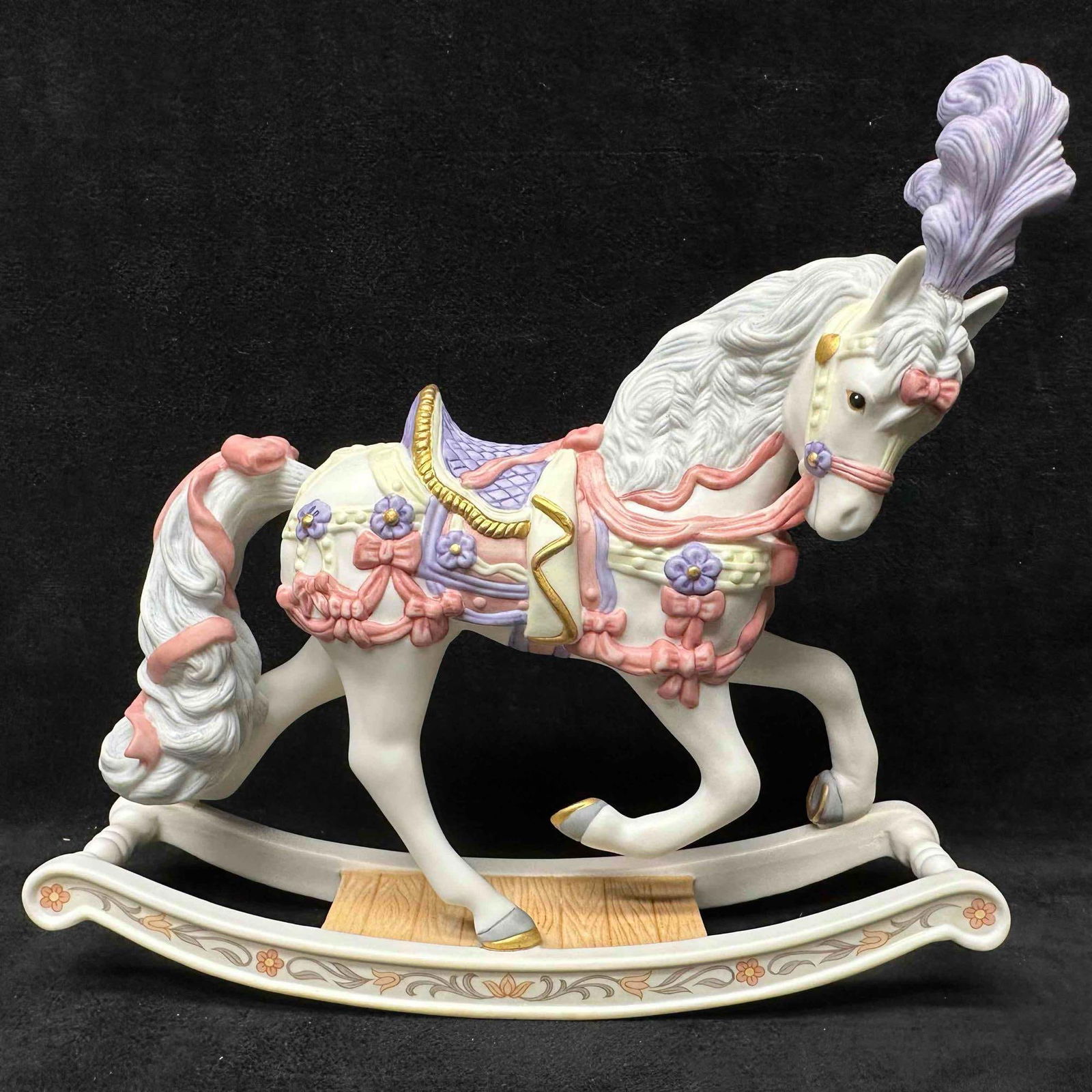 Lenox The Victorian Rocking Horse Fine Bisque Porcelain Figurine with 24K Gold Accents: Includes original Certificate of Authenticity. 1991 series edition. This collectible figurine is crafted from fine porcelain and meticulously hand-painted with accents of 24 karat gold. This item is i
