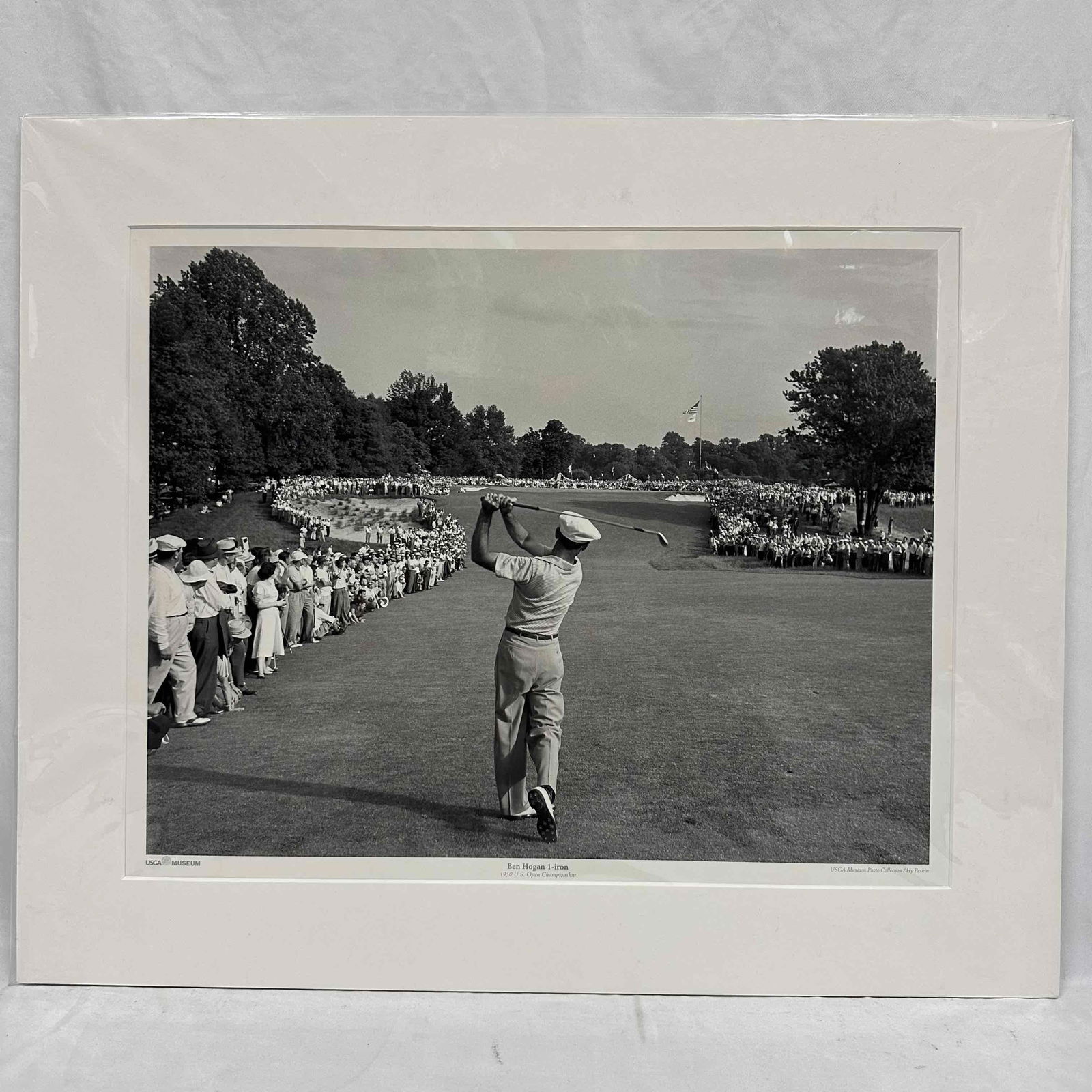 Ben Hogan 1950 U.S. Open Championship 1-Iron Shot USGA Photo Print Hy Peskin 20 x 24: Striking black-and-white photograph of golf legend Ben Hogan hitting his iconic 1-iron shot on the 18th hole during the 1950 U.S. Open Championship at Merion Golf Club. This image, taken by renowned s
