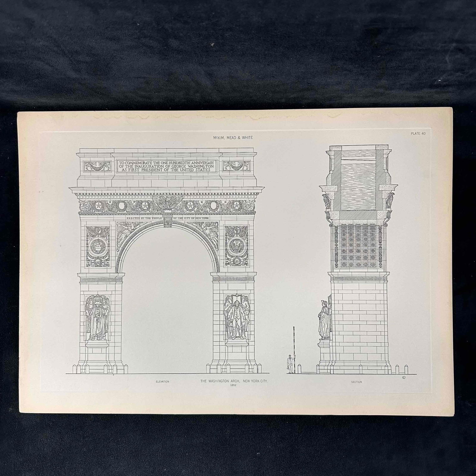 1892 Architectural Print Washington Arch New York City McKim Mead & White Plate 40 (1 of 5)