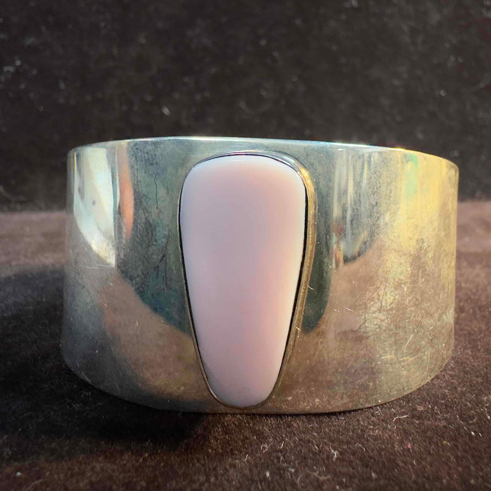 Rose Quartz Sterling Silver 925 Mexico Cuff Bracelet (1 of 10)