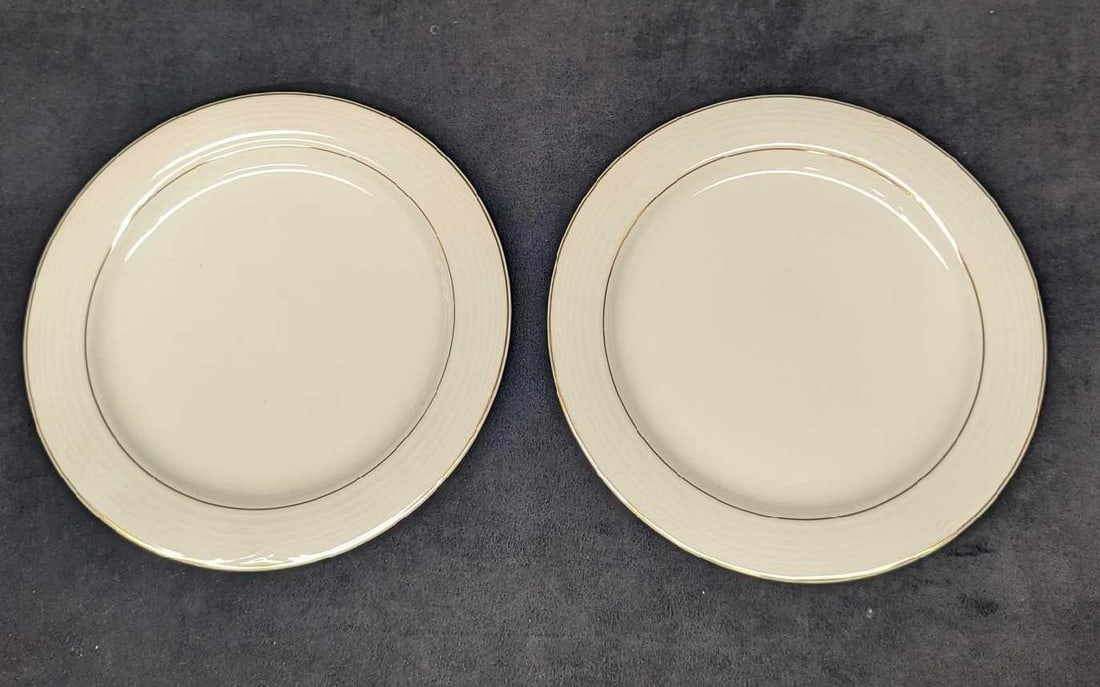 2 Retired Arctic Gold By Noritake Fine China Dinner Plates B: 2 Retired Arctic Gold By Noritake Fine China Dinner Plates B. This series was released from the year 1996 to the year 2001 Each plate is approx 10 5/8" x 10 5/8" x 7/8" and the total weight is 2.73lbs