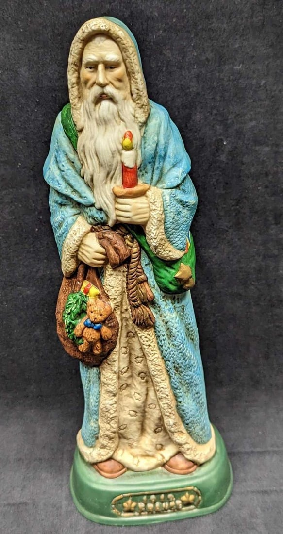 Grandeur Noel Porcelain Santa 1912 France Figure: Grandeur Noel Porcelain Santa 1912 France Figure. Here is a hand-painted porcelain figure that comes in its original box that is approx 5 5/8" x 4" x 15 1/4" and it weighs 2.22lbs. The figure is appro