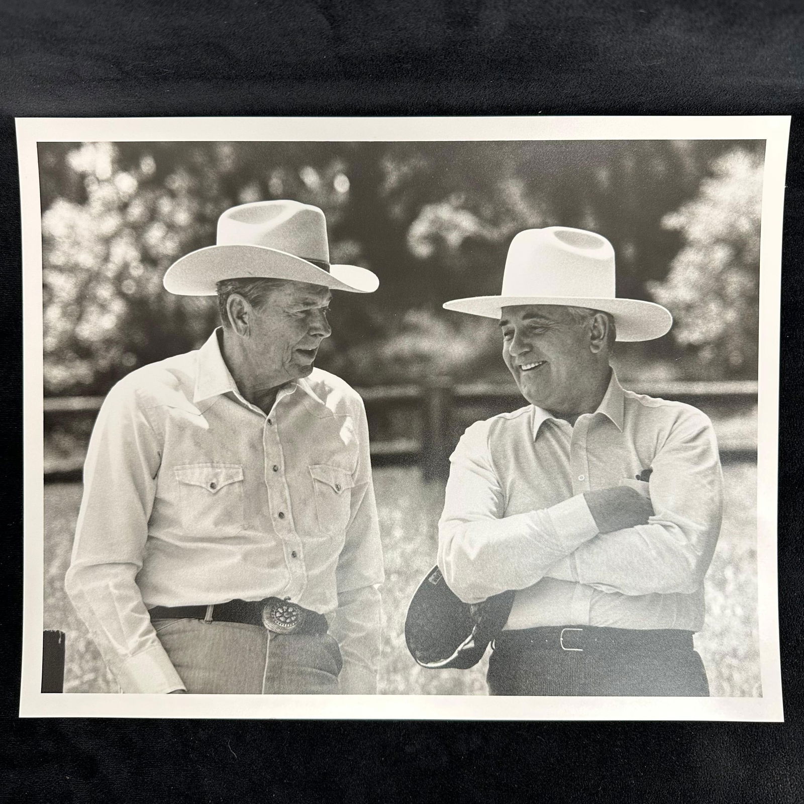 Ronald Reagan and Mikhail Gorbachev Western Ranch Meeting Black and White Analog Photograph Print (1 of 5)