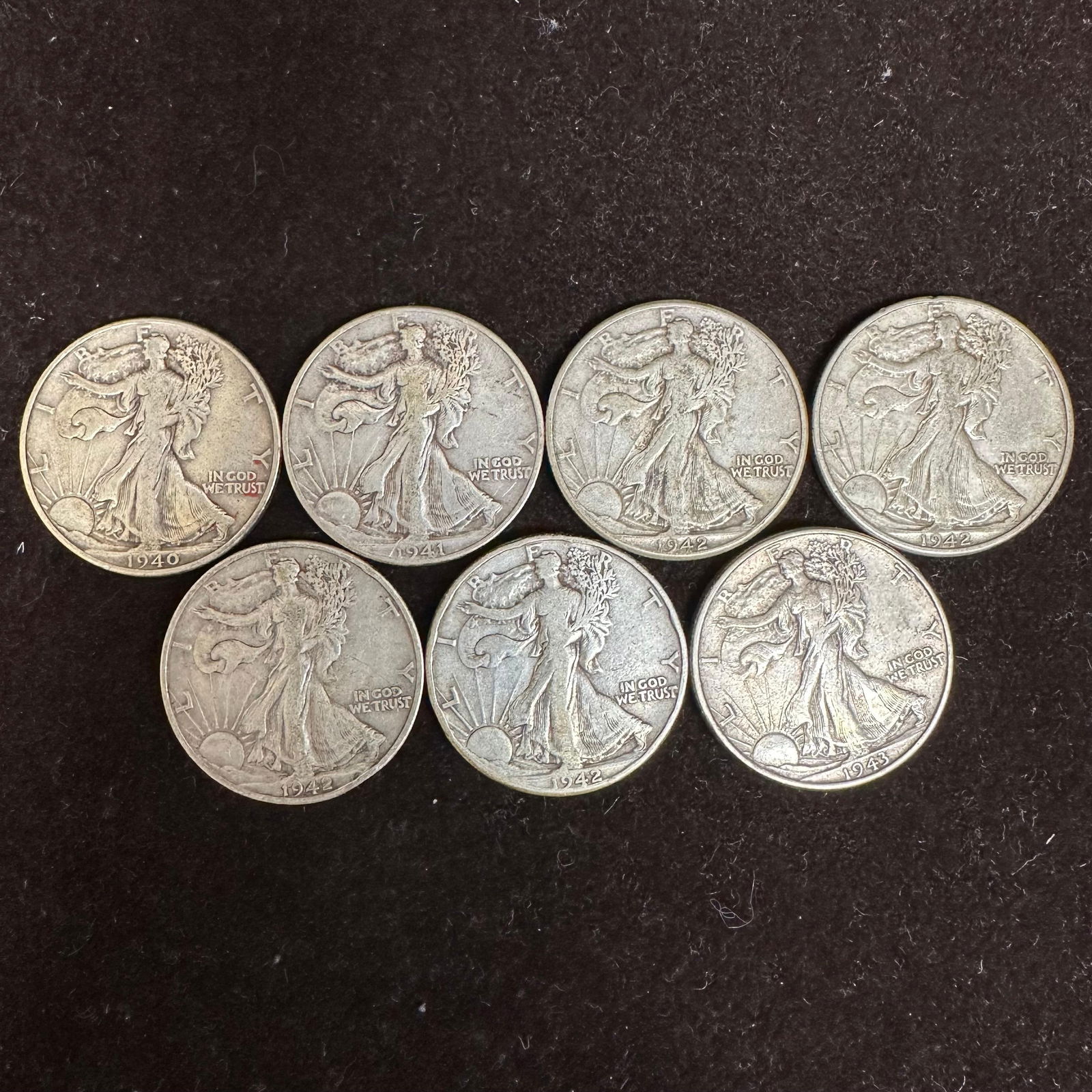 Set of Seven Silver Coins 1940s Walking Liberty Half Dollar Coin Collection K95 (1 of 8)