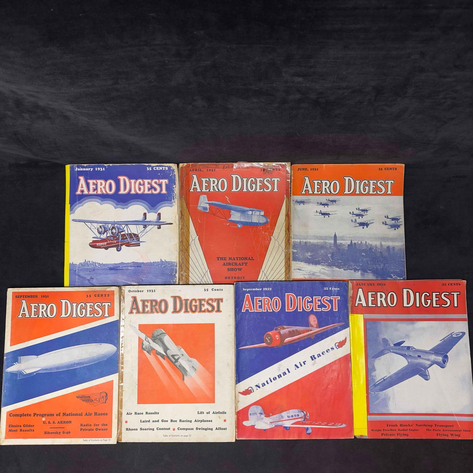 Aero Digest Aviation Magazine 1931 1932 and 1933 Lot of 7 Seven Magazines Collection Set (1 of 6)