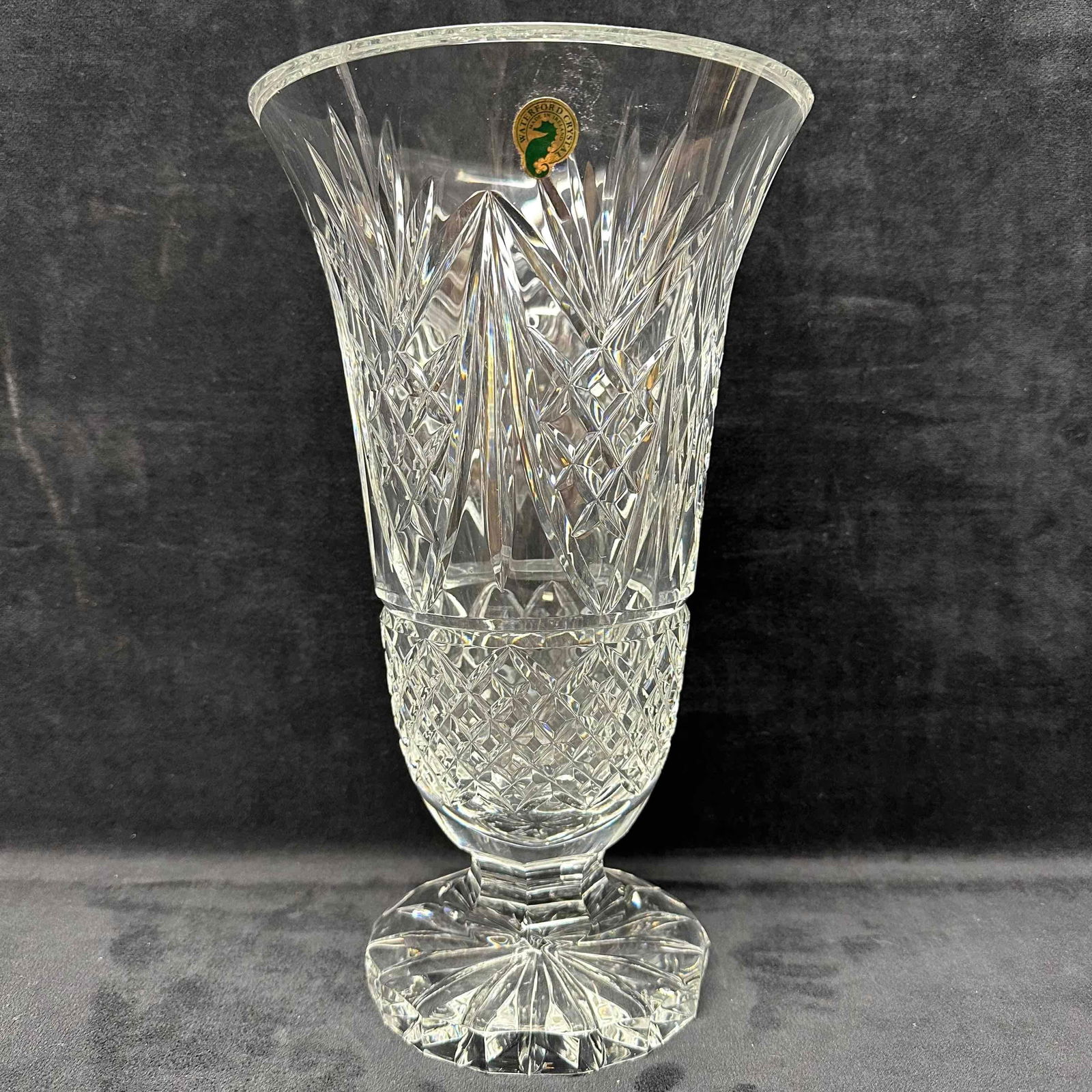Waterford Crystal Glass Footed Vase 12" Tall Glendale Pattern (1 of 12)