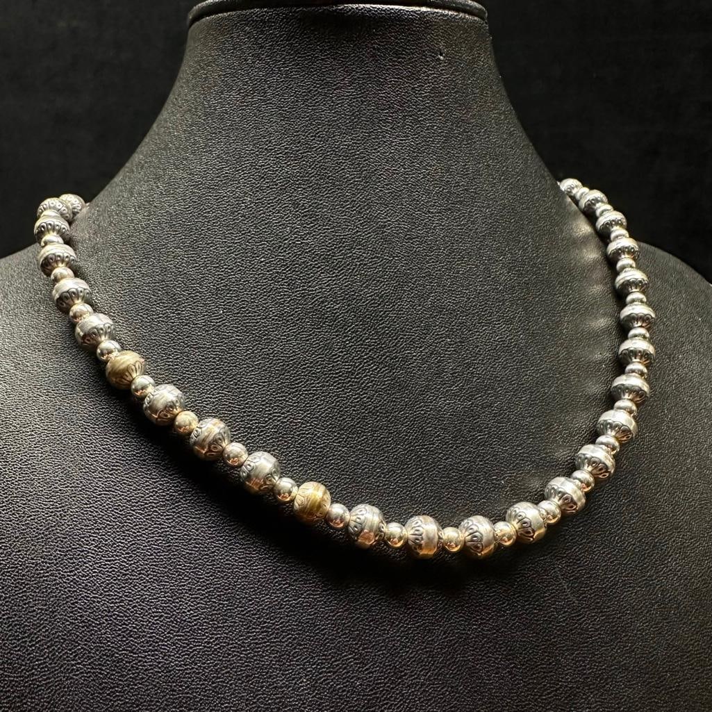 Sterling Silver Round Bead Necklace (1 of 3)