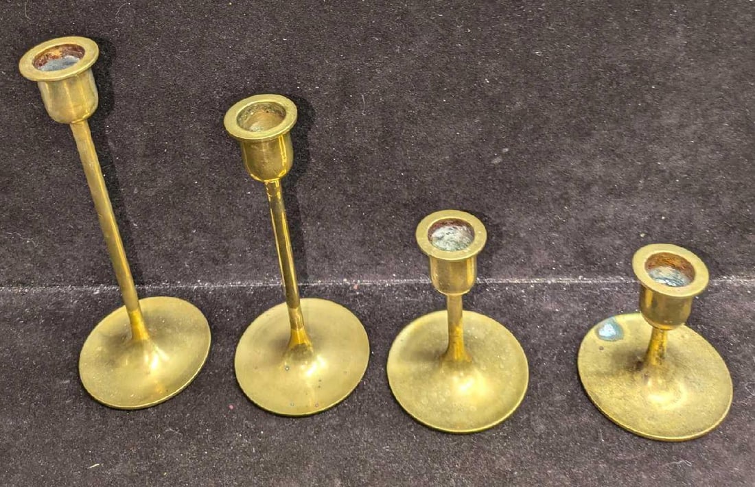 4 Vintage Brass Candlestick Holders (1 of 10)