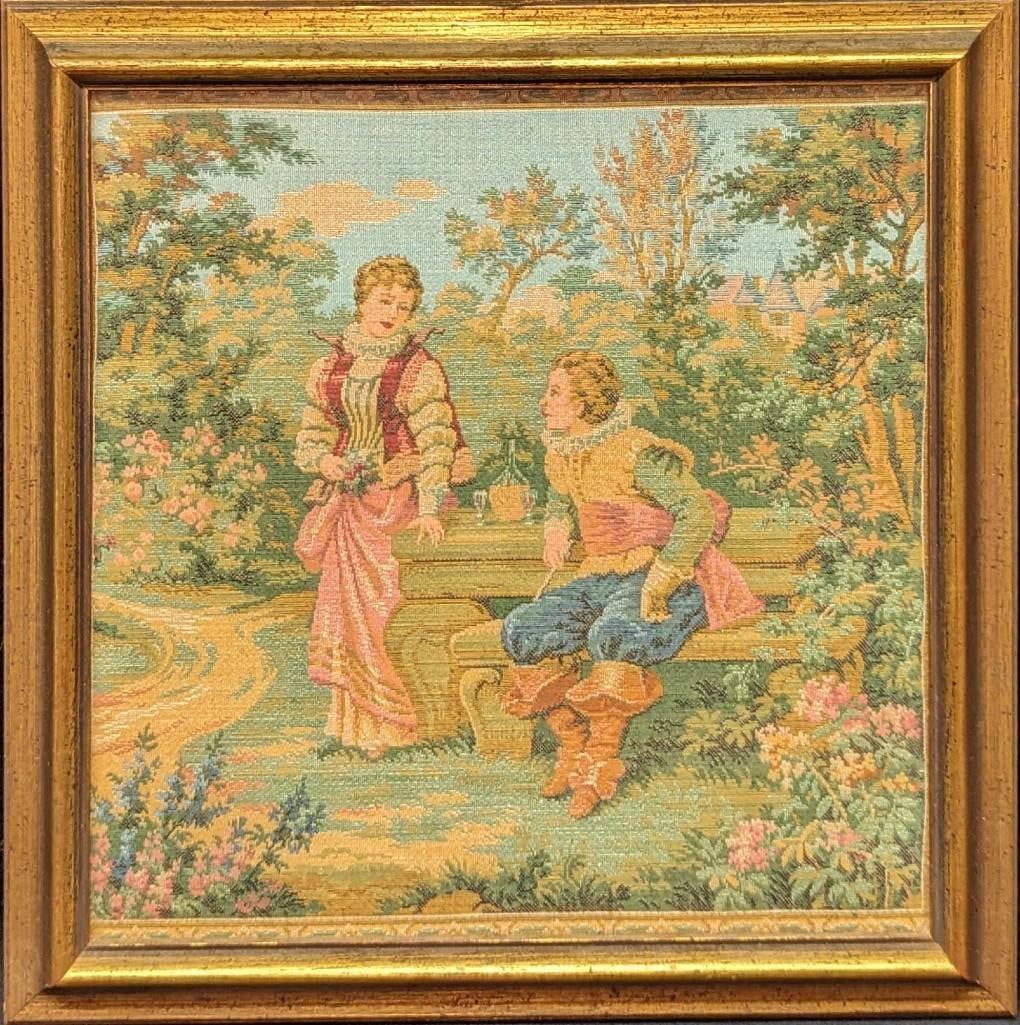 Vintage Framed Scenic Pastoral Tapestry (1 of 5)