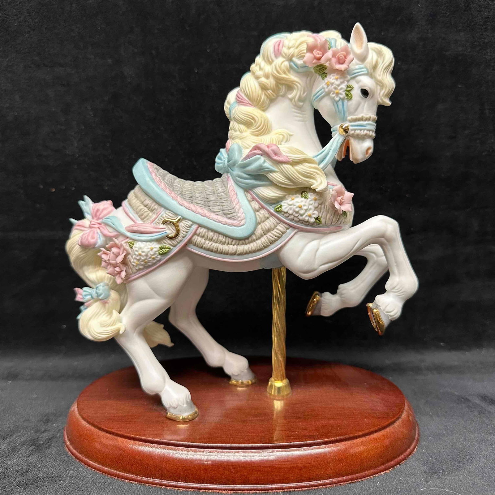Lenox Carousel Ribbons Horse Hand Painted Porcelain 24K Gold Accents Figure (1 of 6)