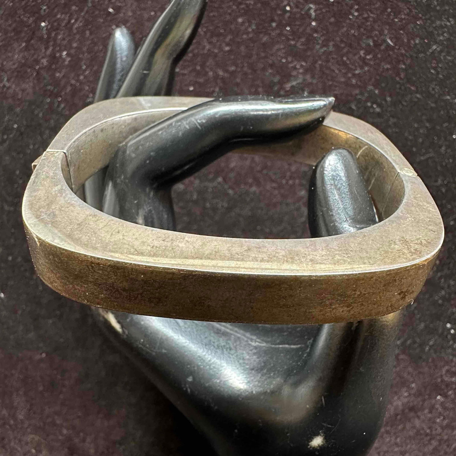 Mid-Century Mexican Modernist Sterling Silver Hinged Bangle Bracelet 925 (1 of 9)