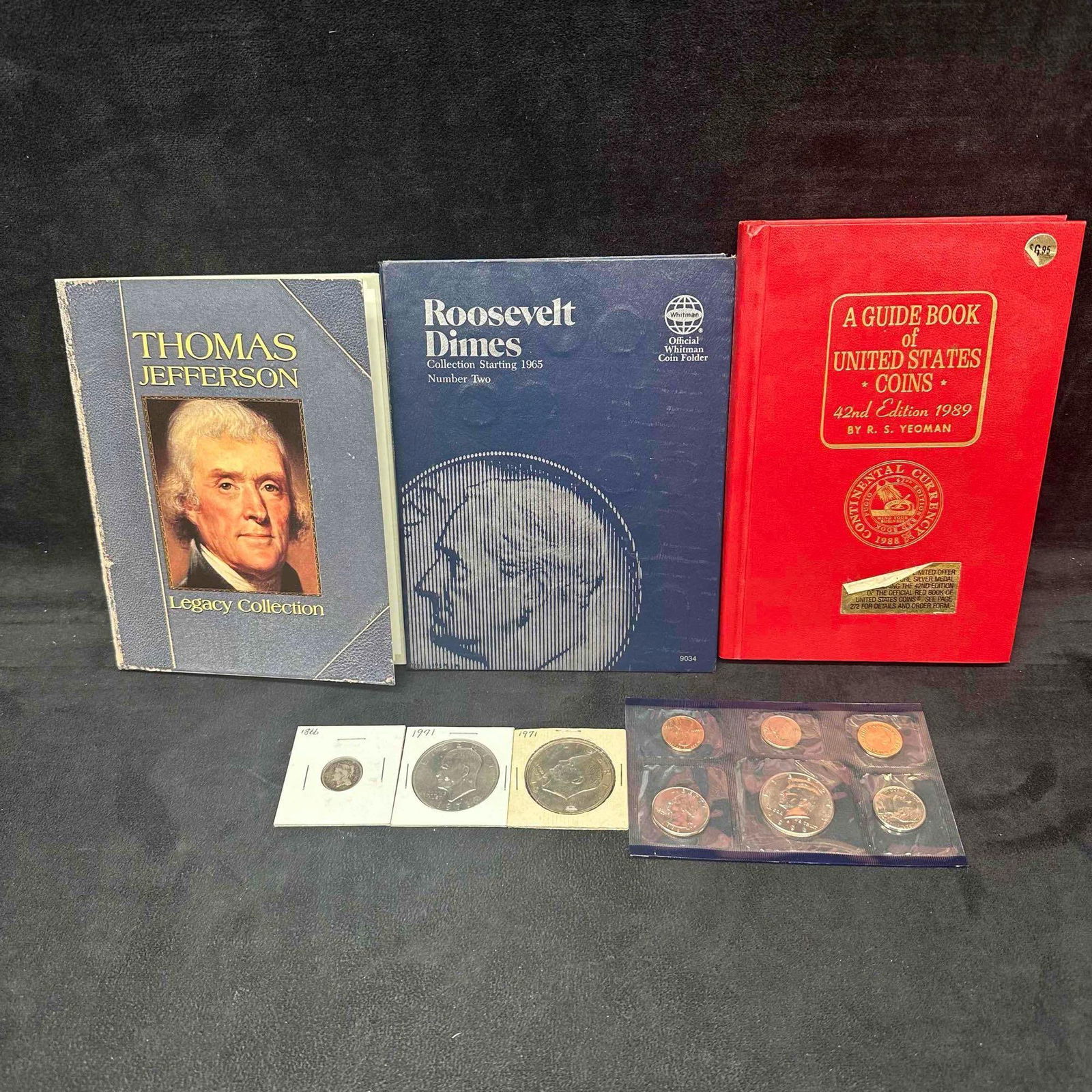 Various US Coins Thomas Jefferson Collection Roosevelt Dimes and Guide Book (1 of 13)