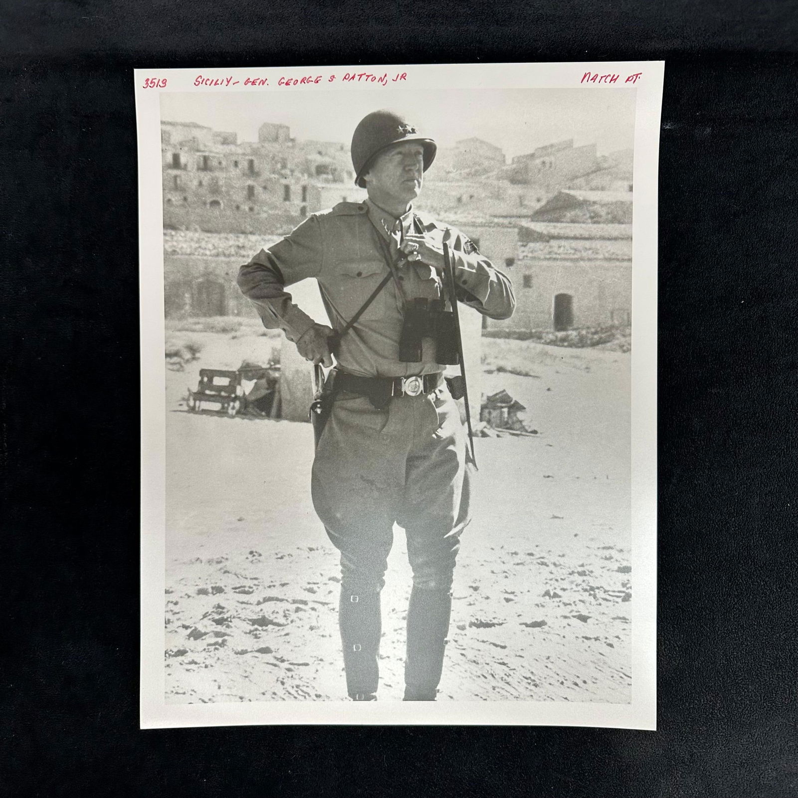 Analog Photograph Print Gen. George S. Patton Jr. in Sicily WWII (1 of 5)