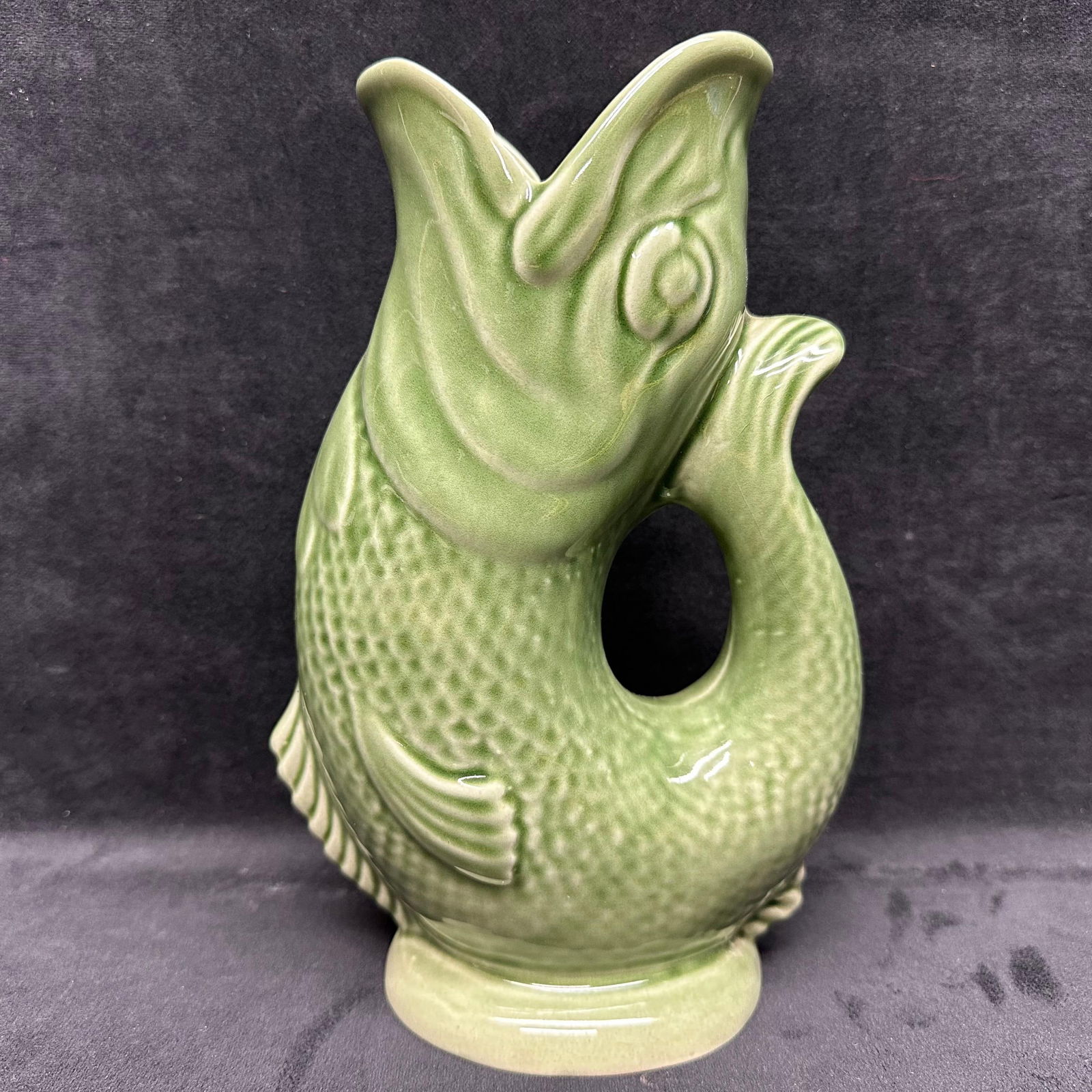 Dartmouth Pottery Fish Gurgle Jug Pitcher Green Devon England (1 of 9)