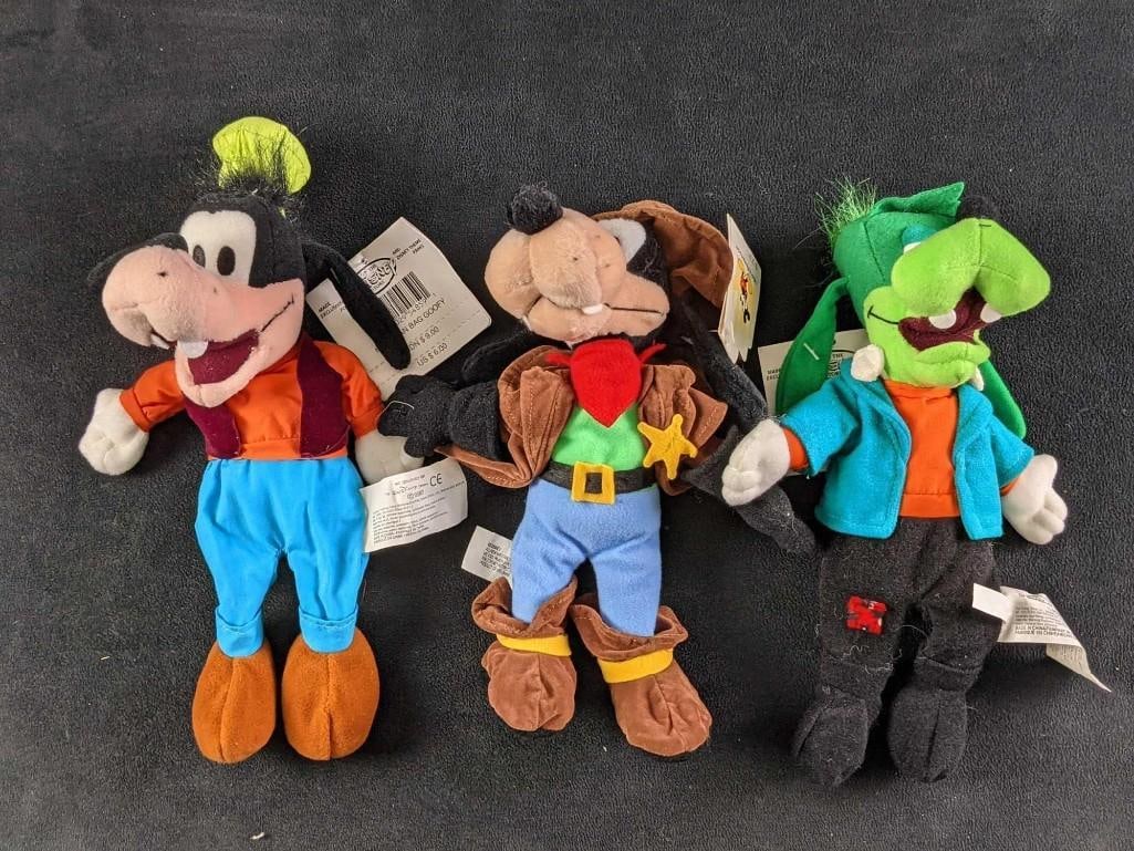 Disney Mini Bean Bag Three Kinds Of Goofy: Disney Mini Bean Bag Three Kinds Of Goofy. This very Goofy lot includes: (1) Regular Goofy. This is approx 5" x 3" x 11". From the Disney Store. Its legs are extra Goofy as there's not