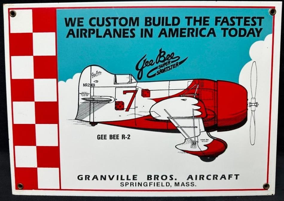 Vintage Granville Bros. Gee Bee R-2 Porcelain Sign (1 of 8)