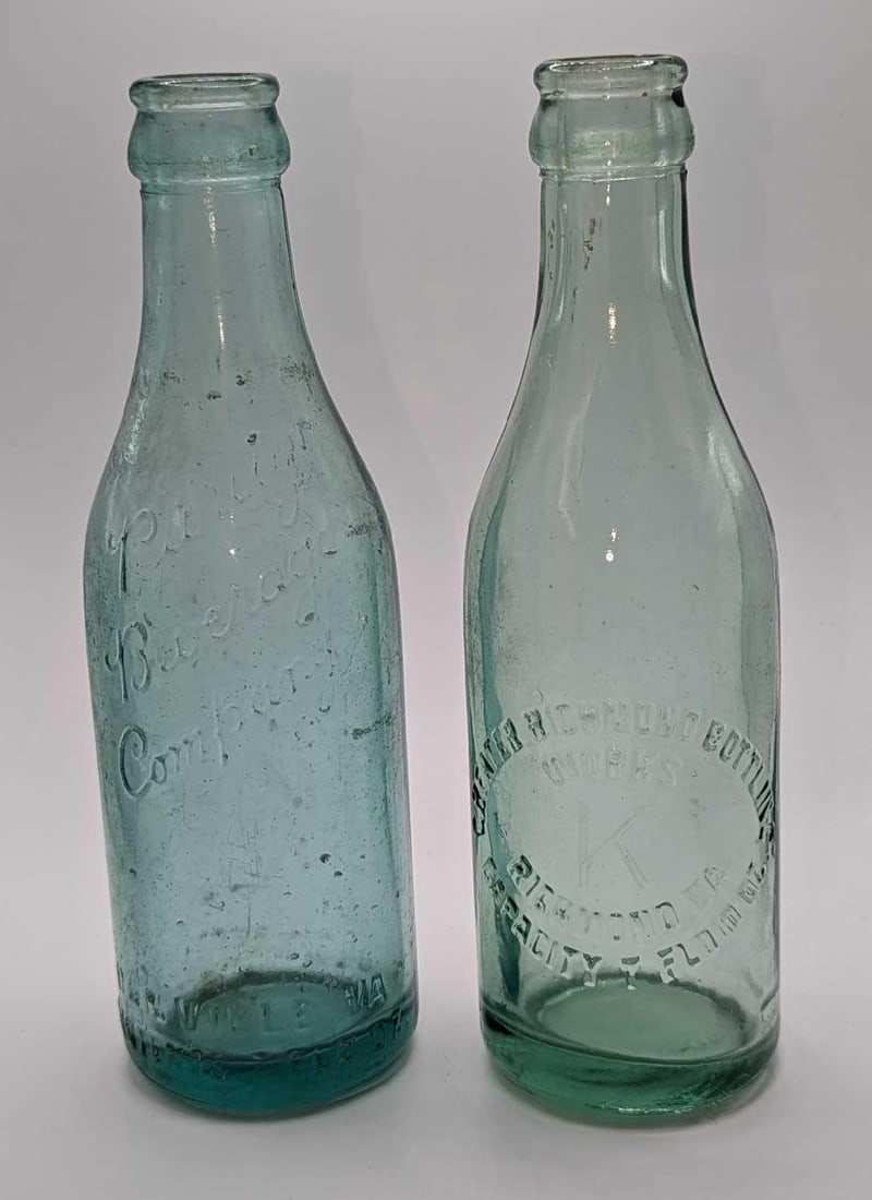 Vintage Greater Richmond Bottling Works & Purity Glass Bottles: Vintage Greater Richmond Bottling Works & Purity Glass Bottles. This lot includes: (1) Vintage "K" Greater Richmond Bottling Works 7 Oz Glass Bottle. This is approx 2 1/2" x 2 1/2"