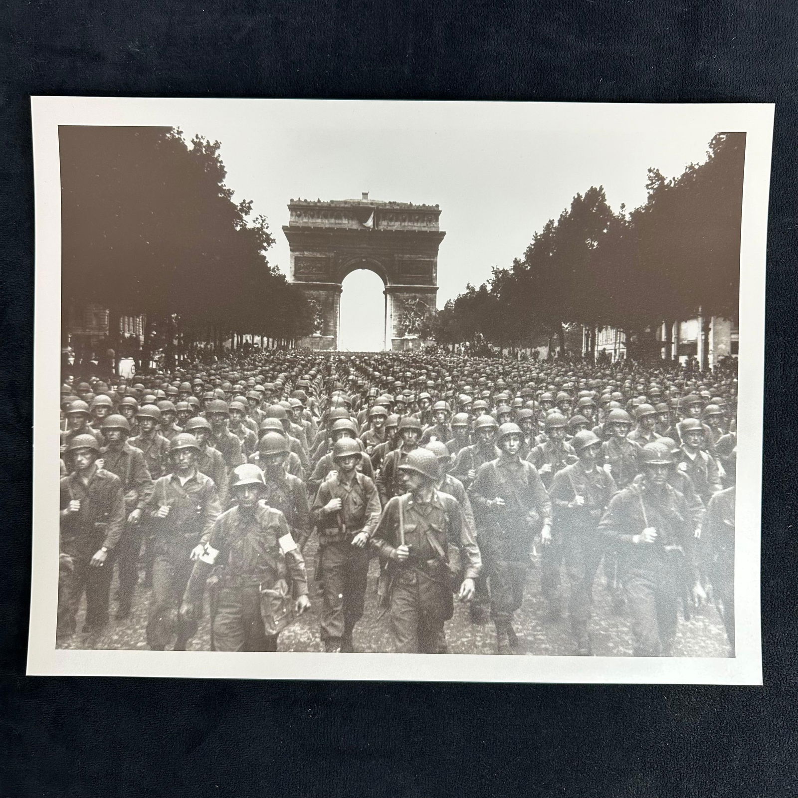 WWII Liberation of Paris Silver Gelatin Print U.S. Soldiers Marching at Arc de Triomphe (1 of 5)