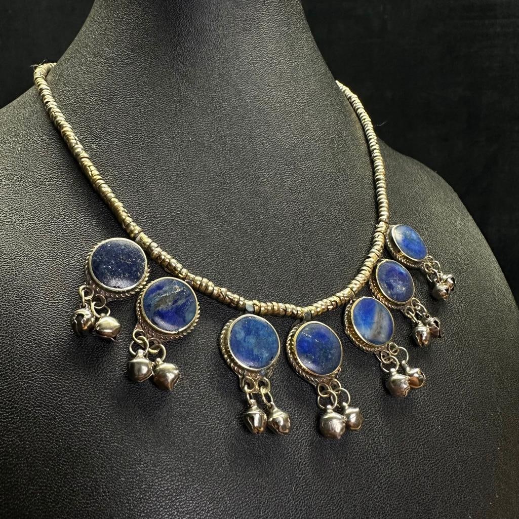 Rustic Style Lapis Lazuli Necklace: This piece of jewelry has been tested and researched prior to listing. Please view all our pictures they are part of our description. DETAILS: Metal - Base Metal Color - Silver Stones - Lapis Lazuli H