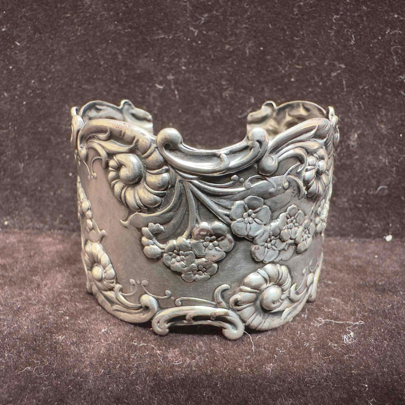 Antique Sterling Silver Victorian Art Nouveau Style Bracelet Cuff (1 of 10)