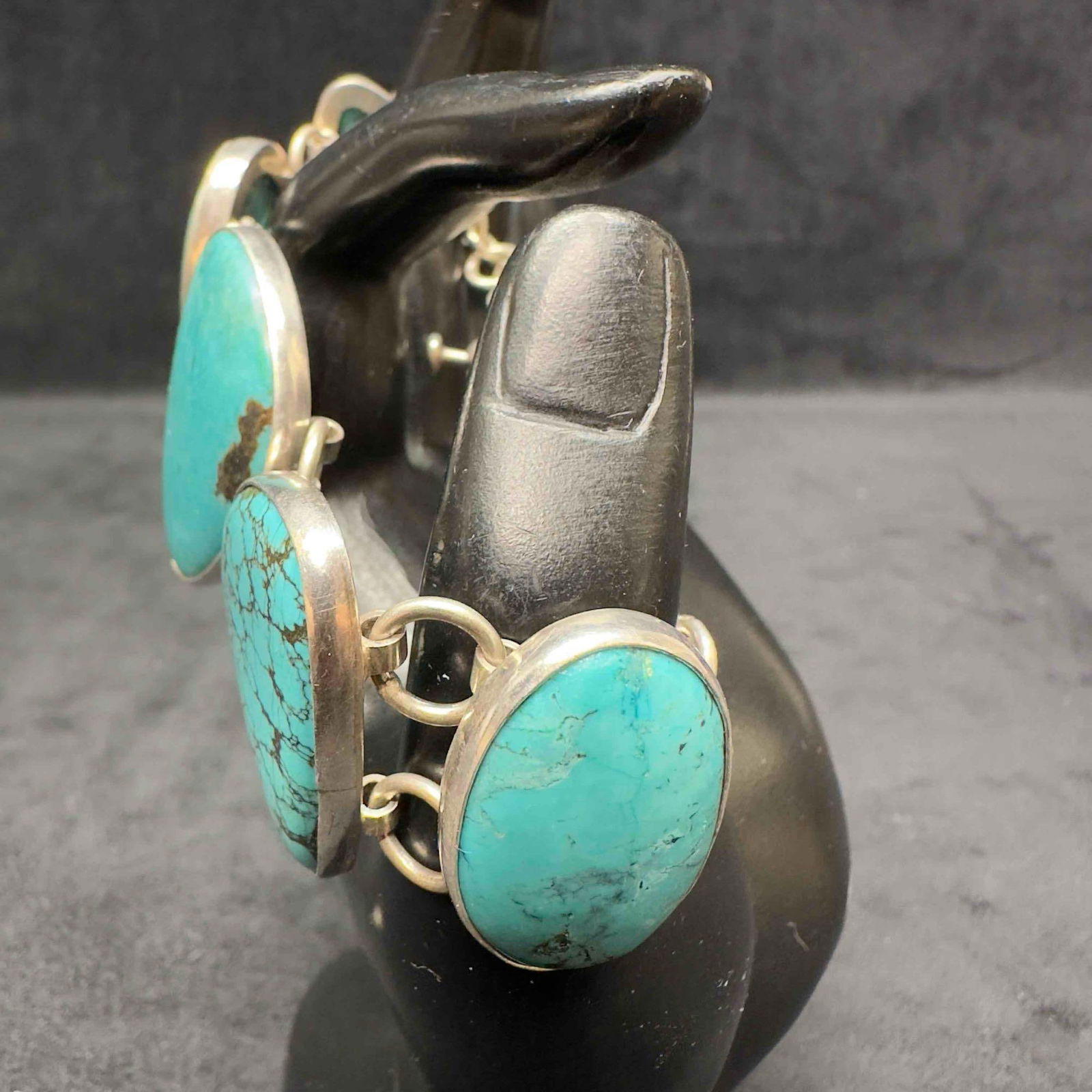 Five Setting Turquoise Blue Gemstone Sterling Silver 925 Bracelet C70 (1 of 8)