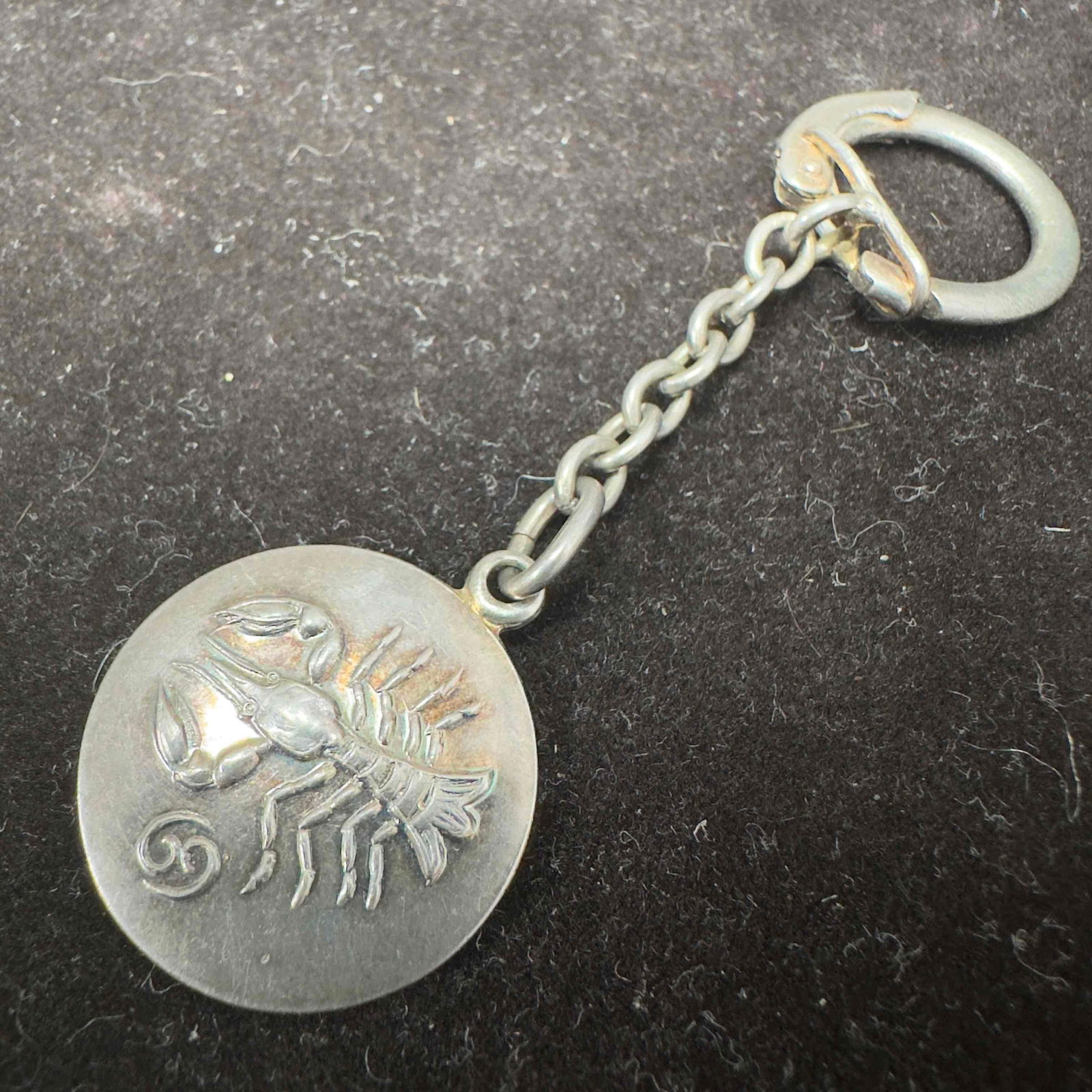 OVM Sterling Silver Denmark Scorpio Zodiac Sign Keychain: This item is in good pre-owned, previously used/displayed condition with noticeable light wear, and surface scratches. Please reference all photos for full details. This piece of jewelry has been test