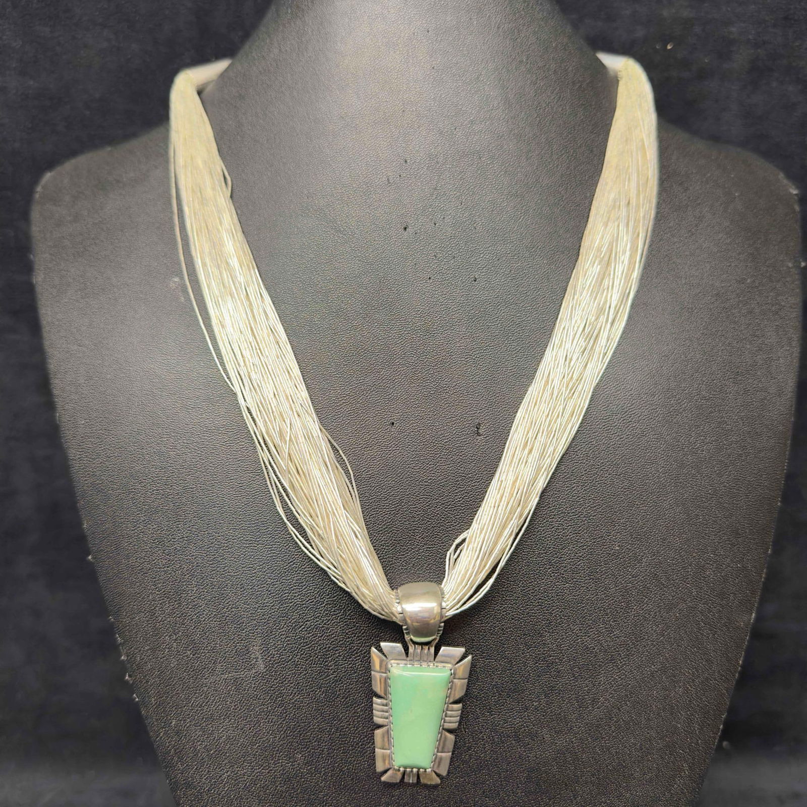 Carolyn Pollack 925 Sterling Liquid Silver Green Turquoise Southwestern Necklace (1 of 14)