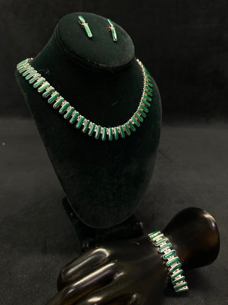 950 Silver Fuchsite Cleopatra Jewelry Set (1 of 2)
