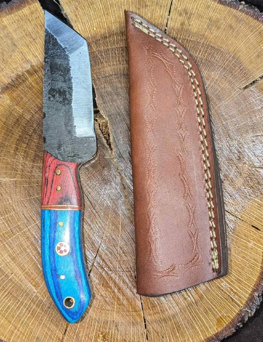MHS Cutlery Steel Knife & Leather Sheath RTCB: MHS Cutlery Steel Knife & Leather Sheath RTCB. Is approx 2 1/4" x 1 1/2" x 9 1/4"" and it weighs 0.37lb. The knife does not appear to have been used. The blade is coated with oil to keep it from rusti