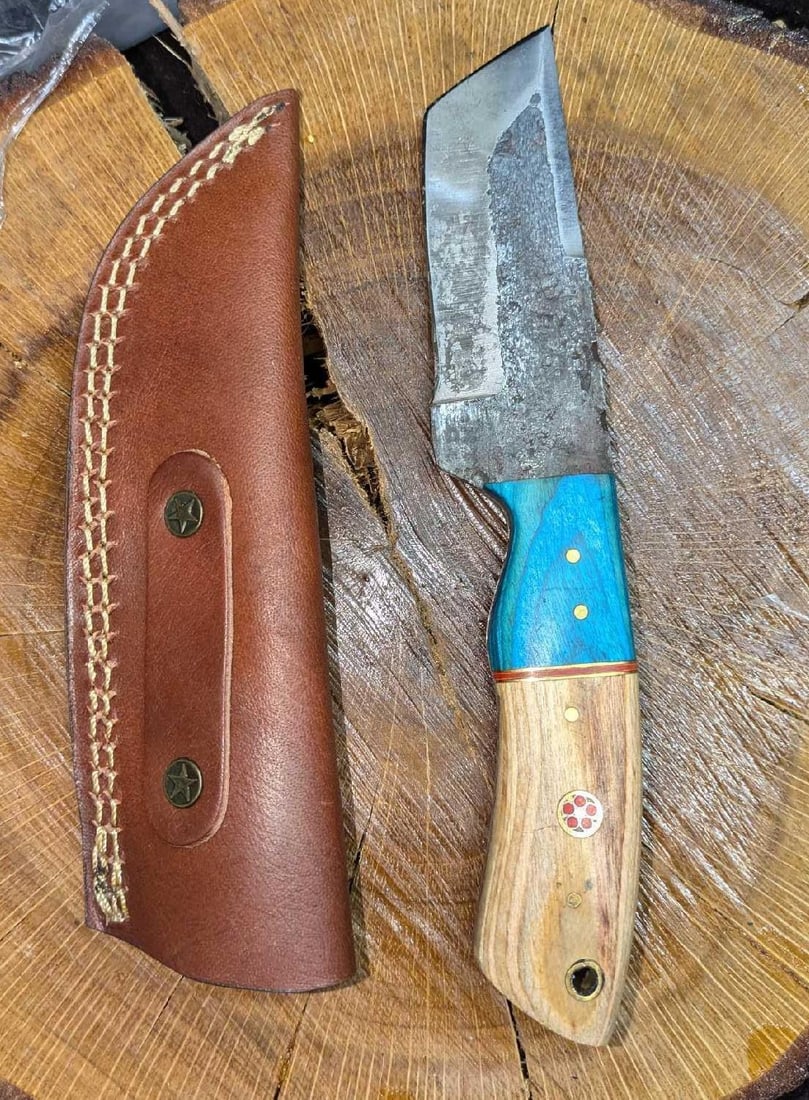 MHS Cutlery Steel Knife & Leather Sheath RTCY: MHS Cutlery Steel Knife & Leather Sheath RTCY. Steel knife comes in a leather sheath. Is approx 2 1/4" x 3/4" x 9" and it weighs 0.47lb. The knife does not appear to have been used and
