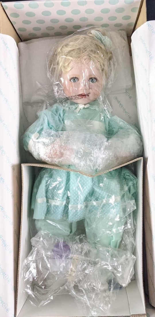Porcelain Doll by Hamilton Heritage Collection: Porcelain Doll by Hamilton Heritage Collection This is a Hamilton Heritage bisque porcelain doll, Amanda, by Connie Walser Derek. This doll is in mint condition in its original box and plastic wrappin